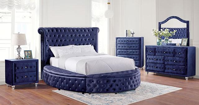 

                    
Furniture of America CM7178BL-EK Sansom Platform Bed Blue Velvet-like Fabric Purchase 
