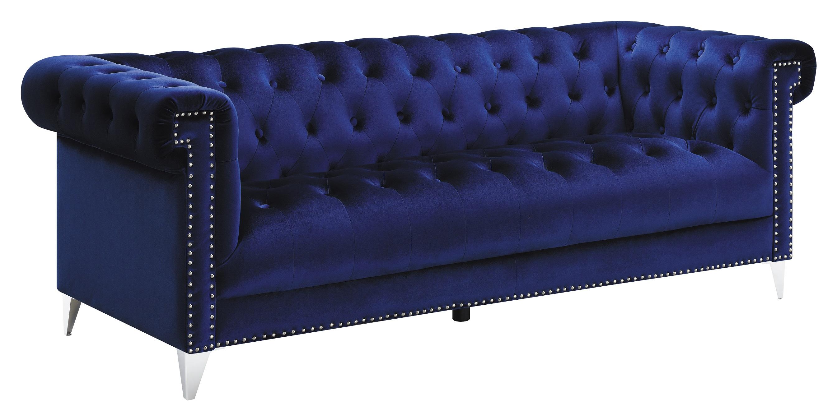 

    
Glam Blue Velvet Living Room Set 2pcs Coaster 509481-S2 Bleker
