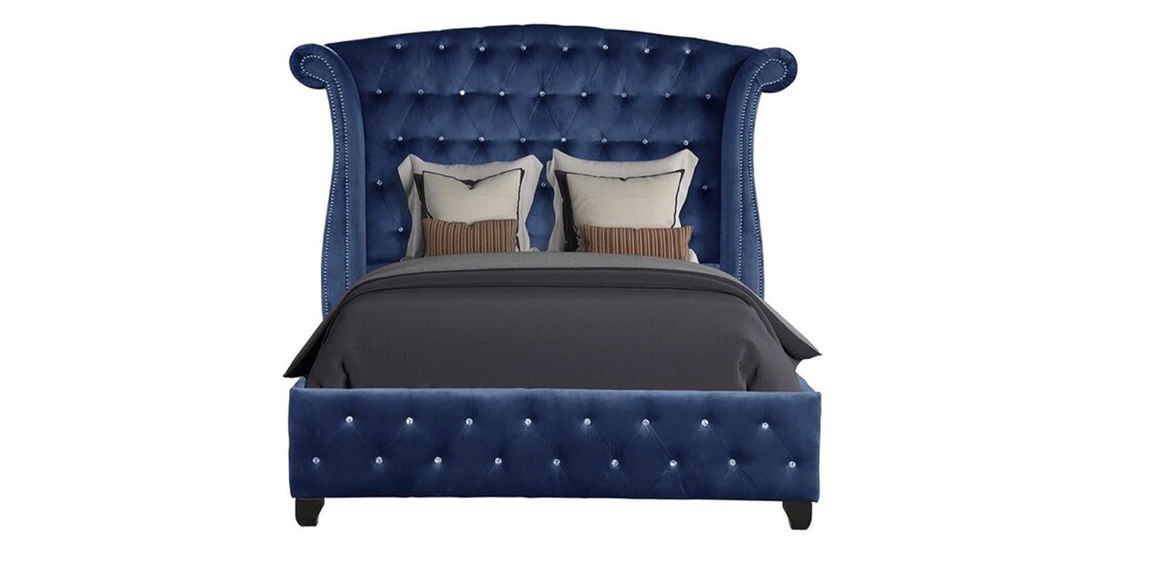 

    
SOPHIA-F-NVSC-5PC Blue Velvet Tufted Full Bedroom Set 5P w/ VANITY SOPHIA Galaxy Home Modern
