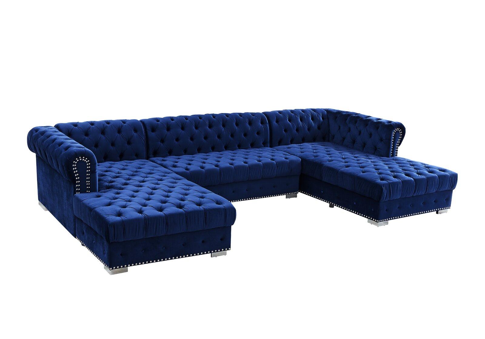 Contemporary, Modern Sectional Sofa MONALISA GHF-808857679628 in Blue Fabric