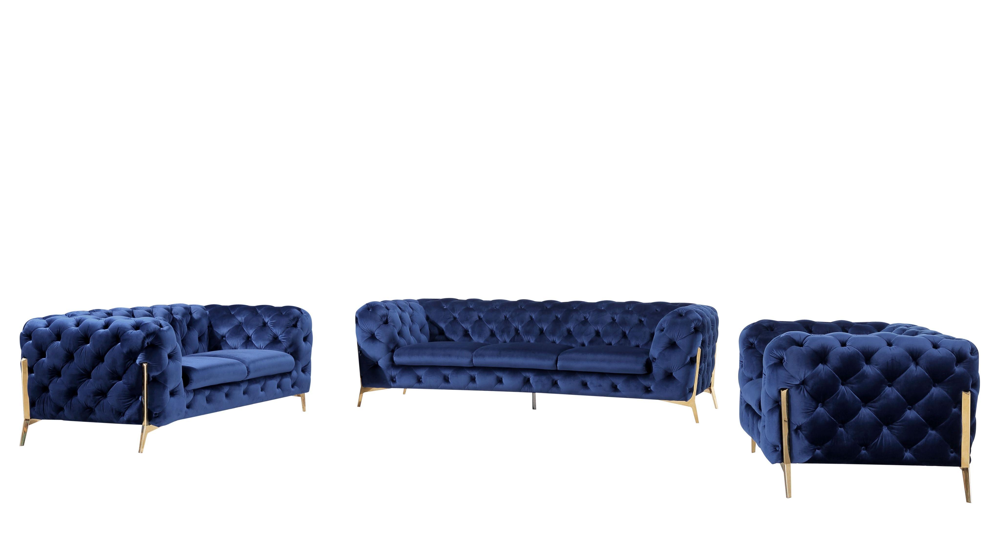 

    
 Order  Glam Blue Velvet Tufted Sofa Set 3P Divani Casa Quincey VIG Contemporary Modern
