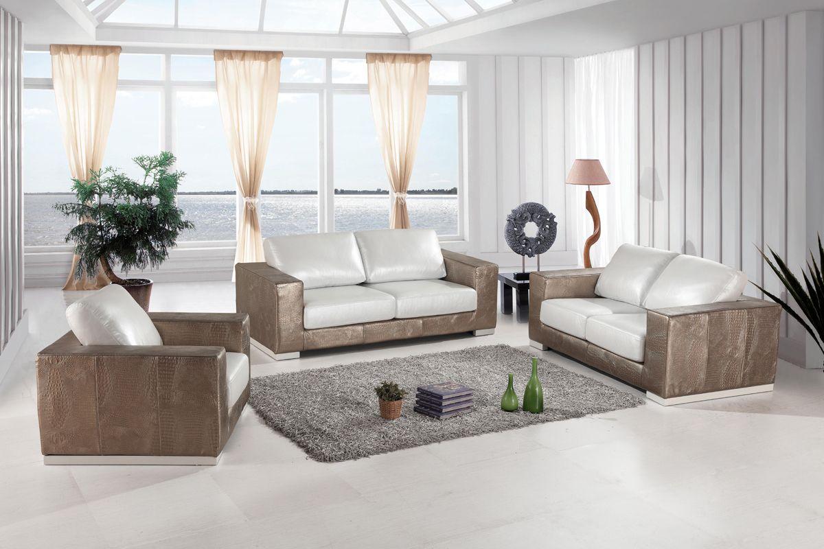 Contemporary, Modern Sofa Set VGBNSBL-9228 VGBNSBL-9228 in White, Bronze Leather