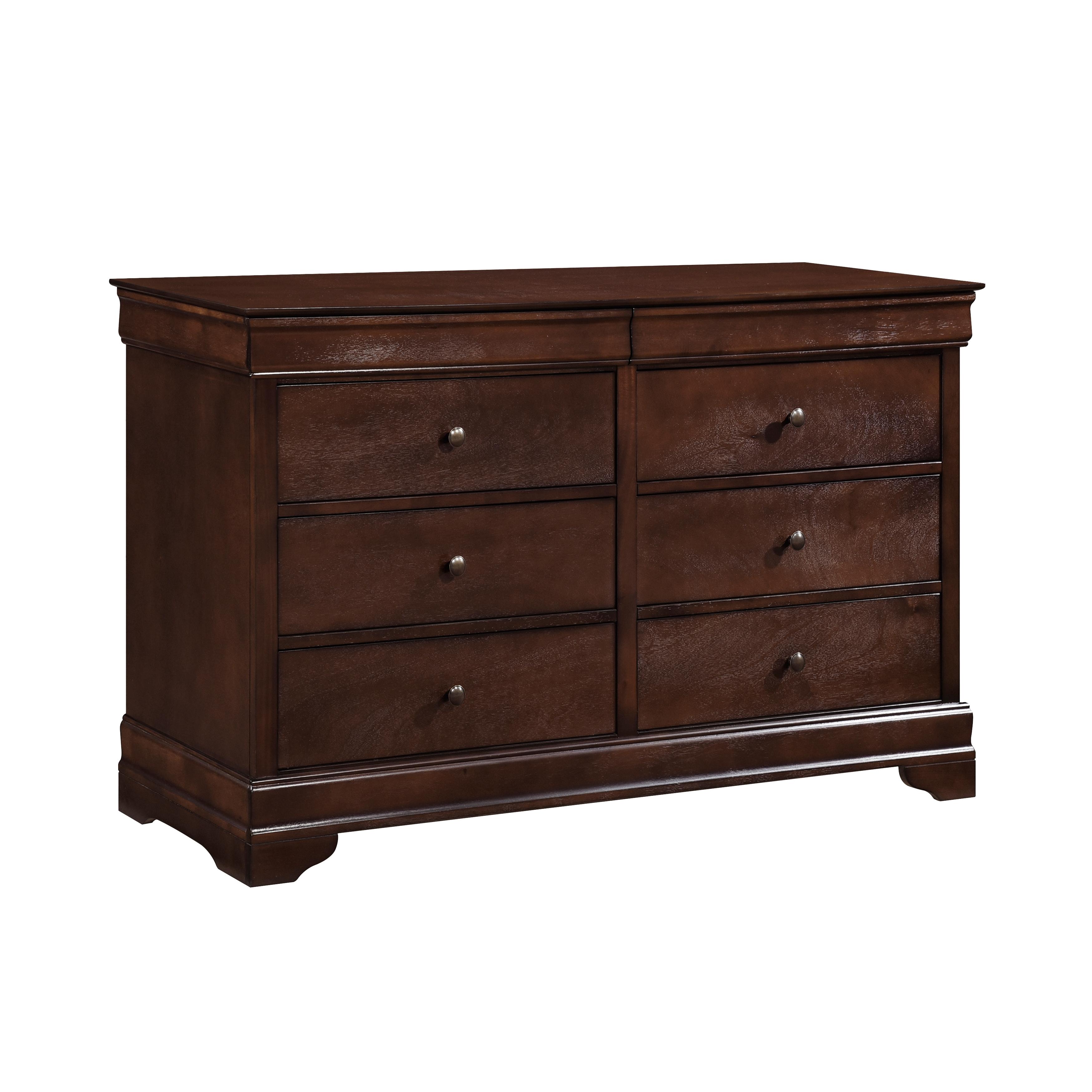 

    
Glam Brown Cherry Wood Dresser w/Mirror Homelegance 1856-5-6 Abbeville

