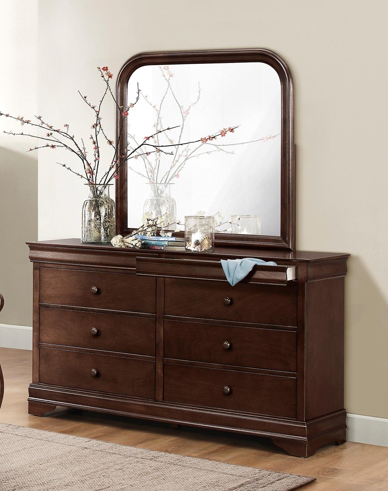 Modern Dresser w/Mirror 1856-5-6-2PC Abbeville 1856-5-6-2PC in Cherry 