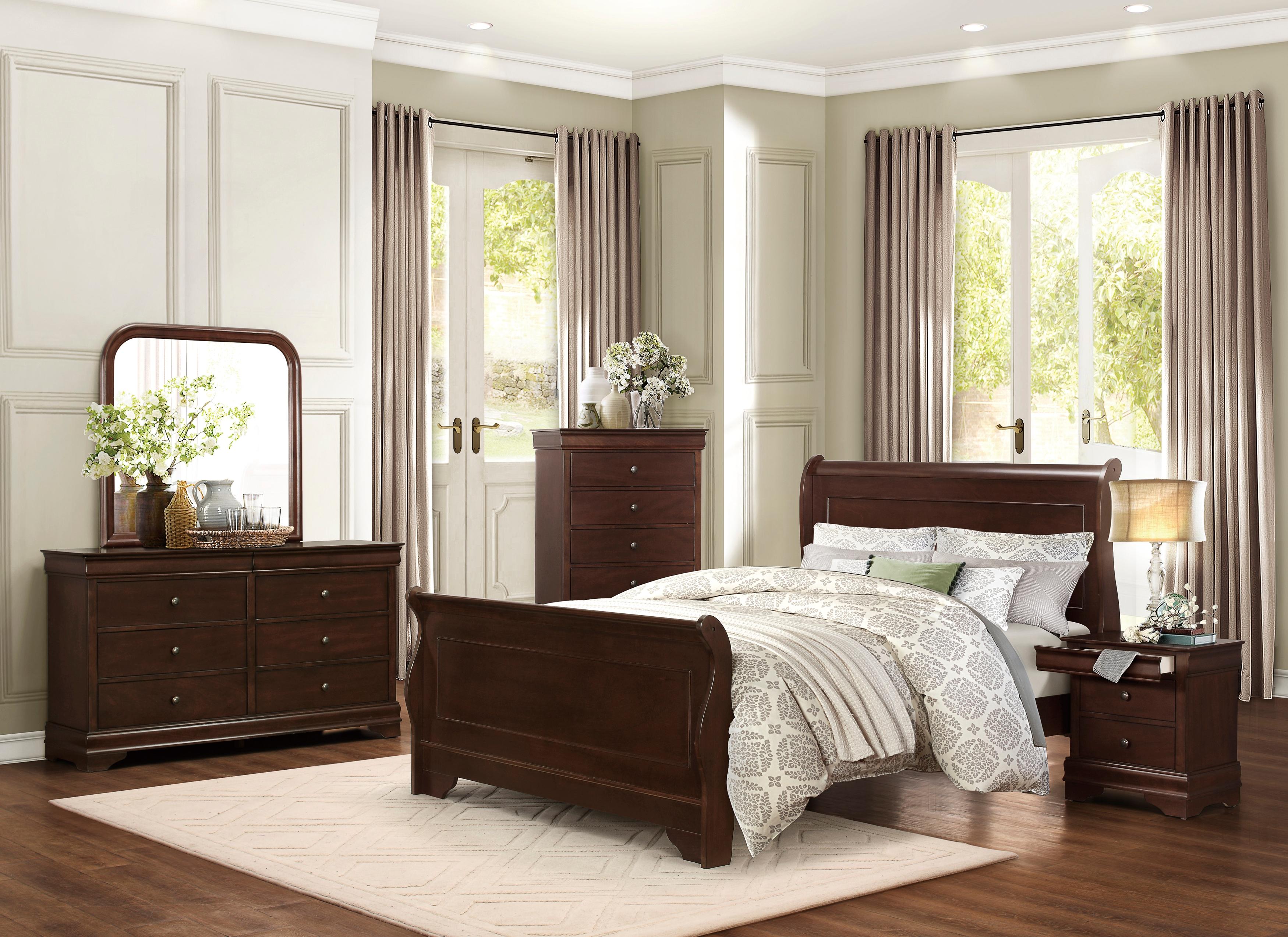 Modern Bedroom Set 1856F-1-5PC Abbeville 1856F-1-5PC in Cherry 