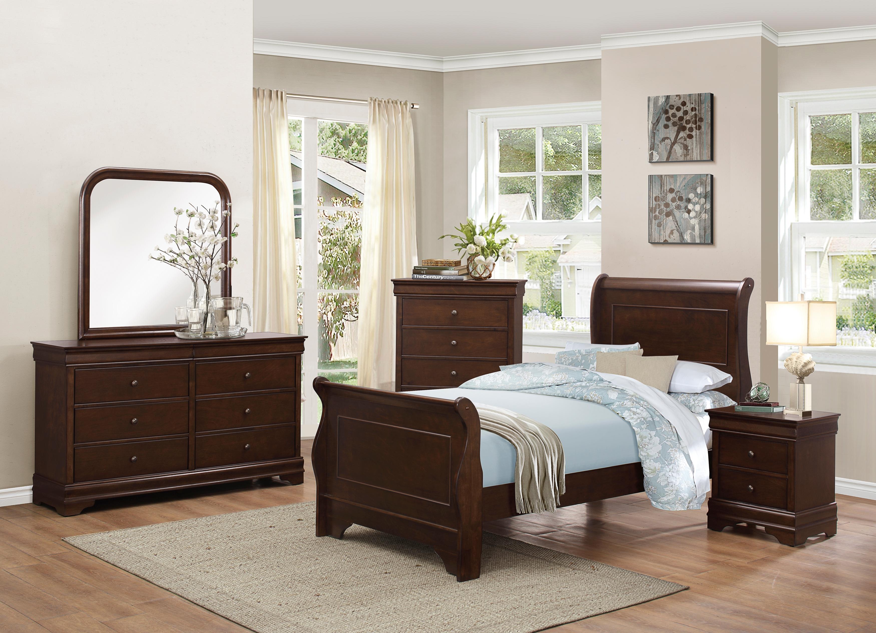 

    
Glam Brown Cherry Wood Twin Bedroom Set 5pcs Homelegance 1856T-1* Abbeville
