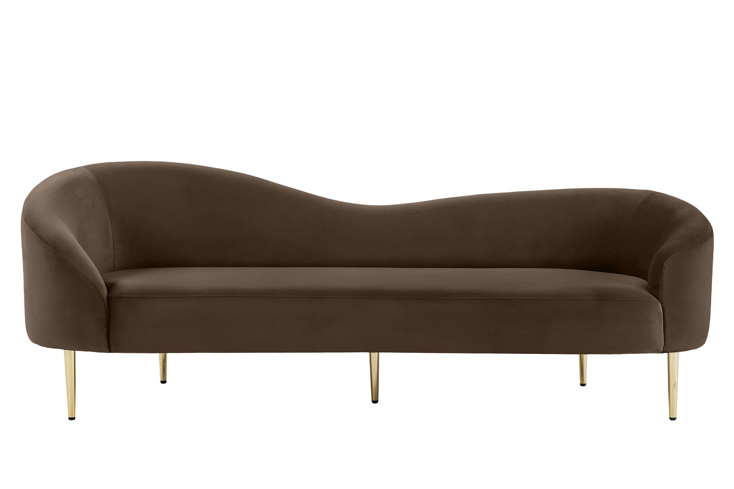 

    
Glam Brown Velvet Sofa RITZ 659Brown-S Meridian Contemporary Modern
