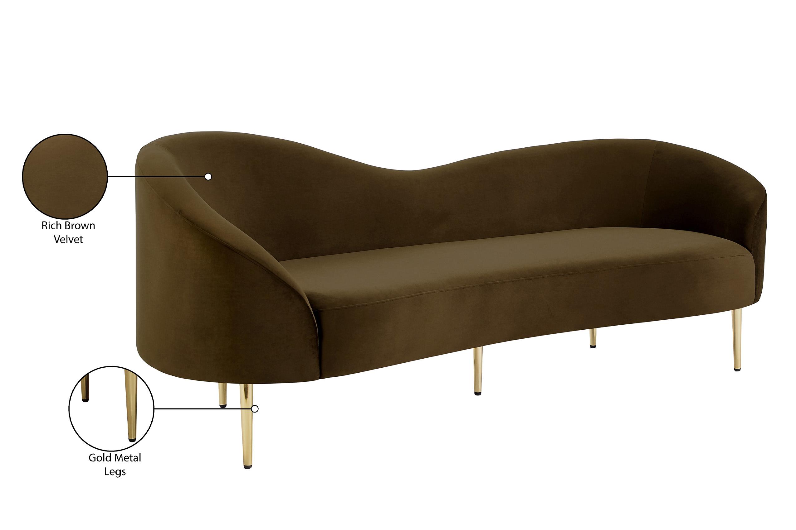 

    
 Order  Glam Brown Velvet Sofa Set 3Pcs RITZ 659Brown-S Meridian Contemporary Modern
