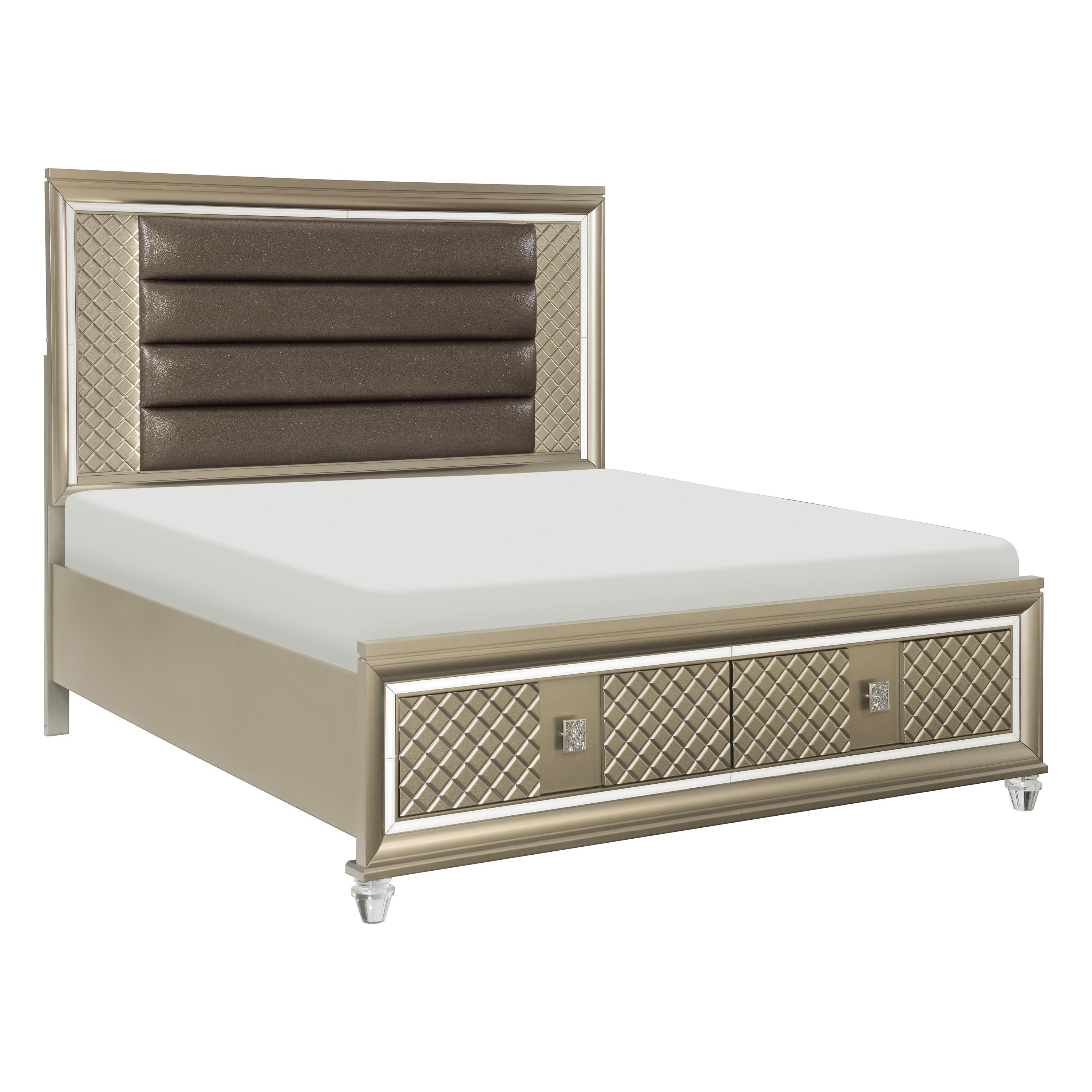 

    
Glam Champagne Metallic Wood Queen Bed Homelegance 1515-1* Loudon
