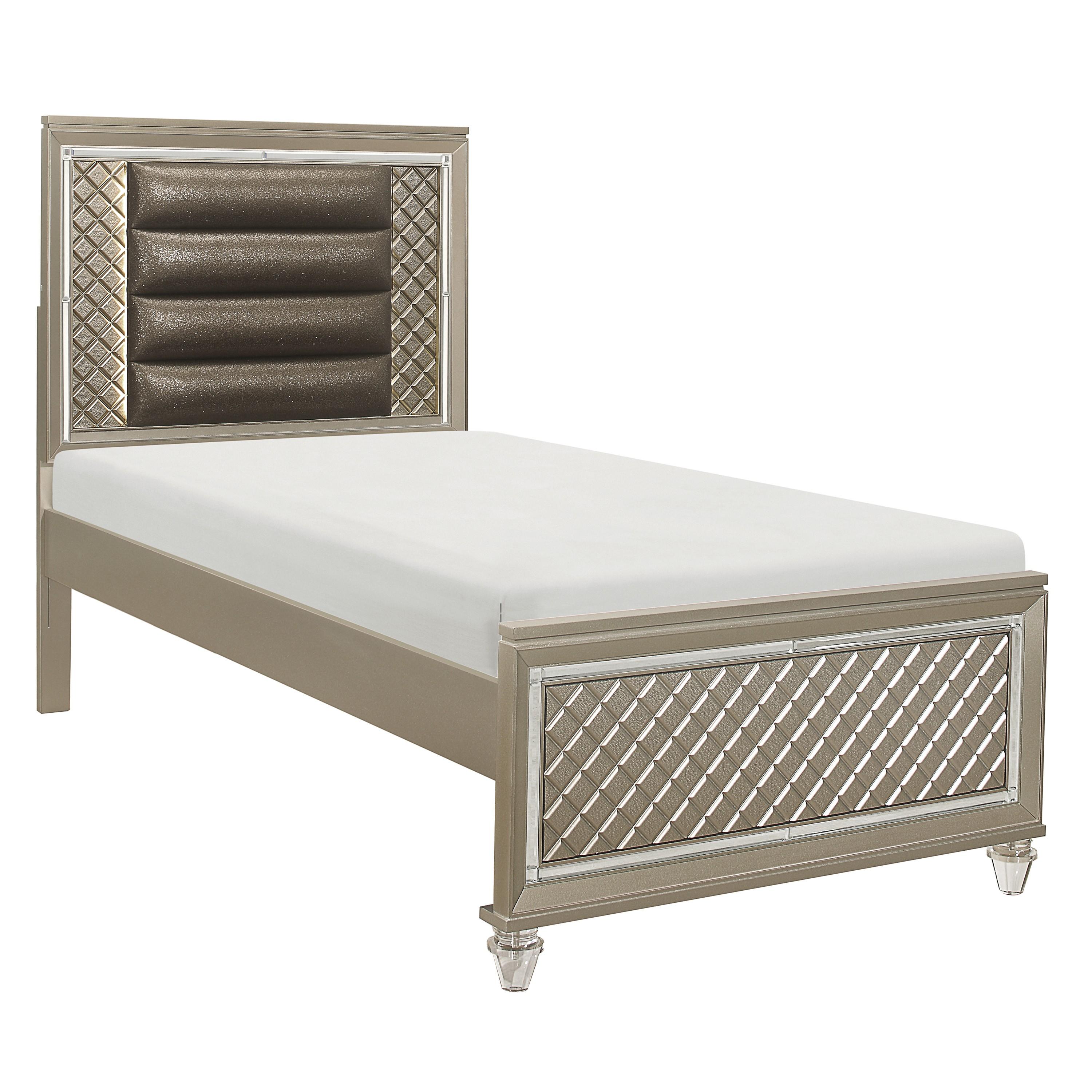 Modern Bed B1515T-1* Loudon B1515T-1* in Champagne Faux Leather