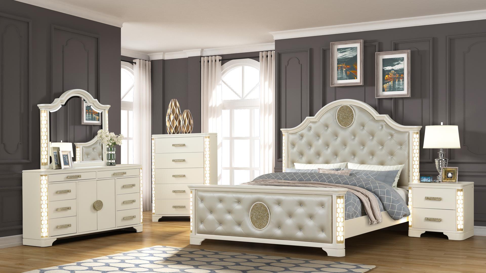 

    
Glam Champagne Queen Bedroom Set 5Pcs JASMINE Galaxy Home Old-World European
