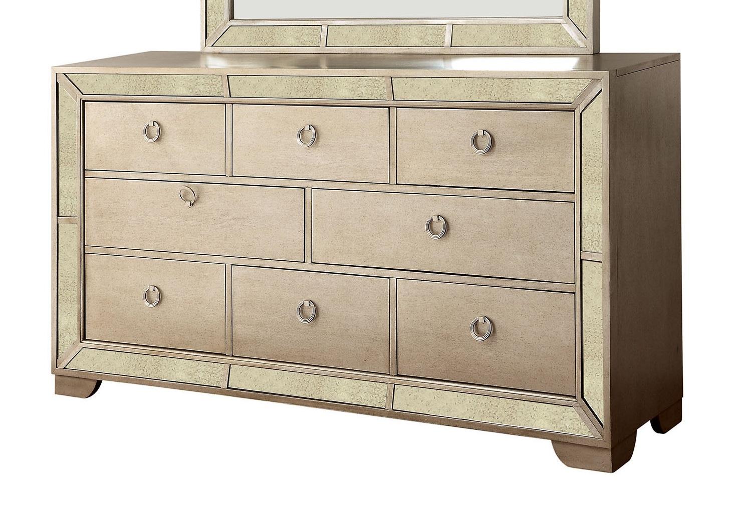 

    
Glam Champagne Solid Wood Dresser Furniture of America CM7195D Loraine
