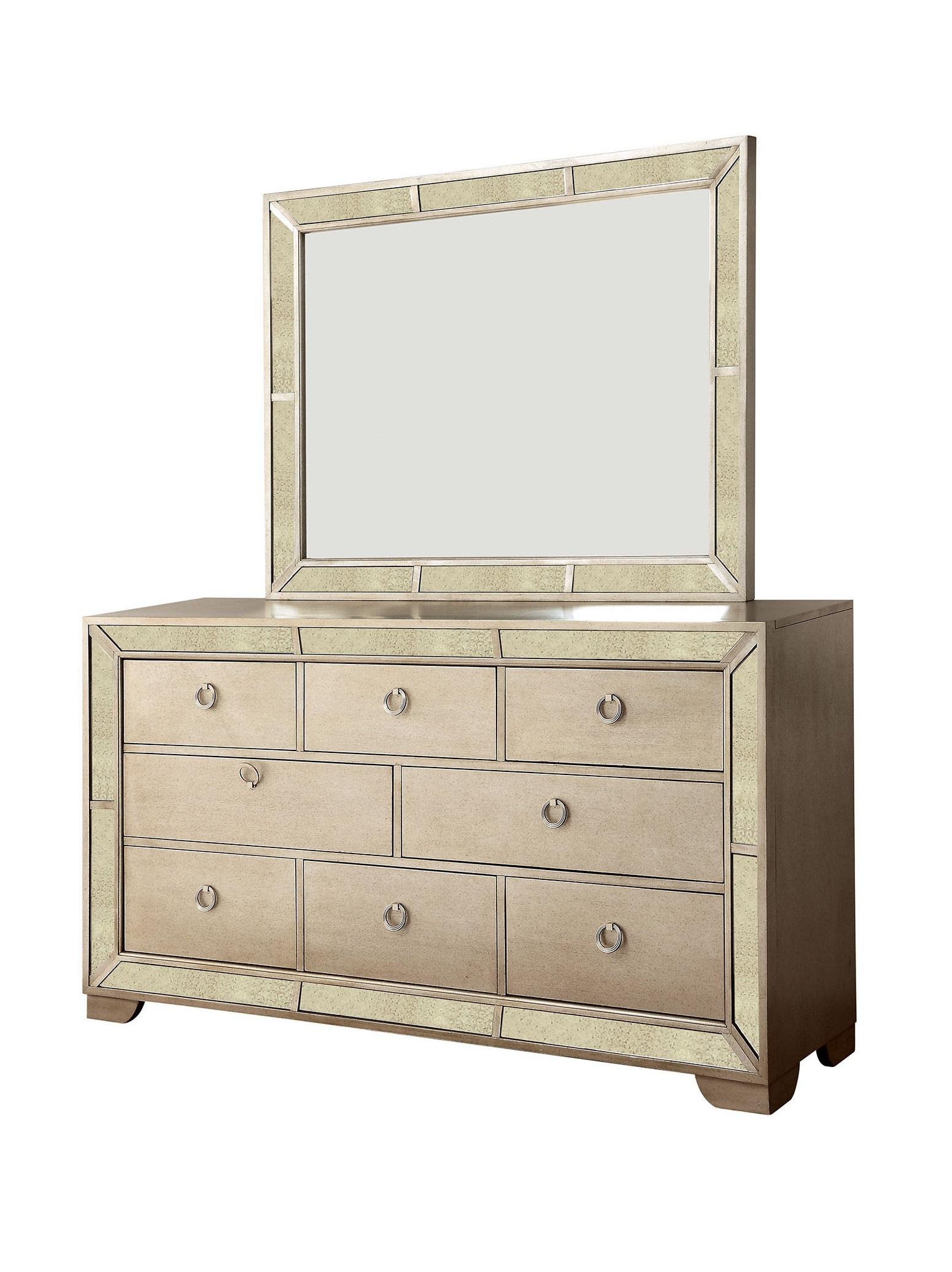 Modern Dresser w/Mirror CM7195D*M-2PC Loraine CM7195D*M-2PC in Champagne 