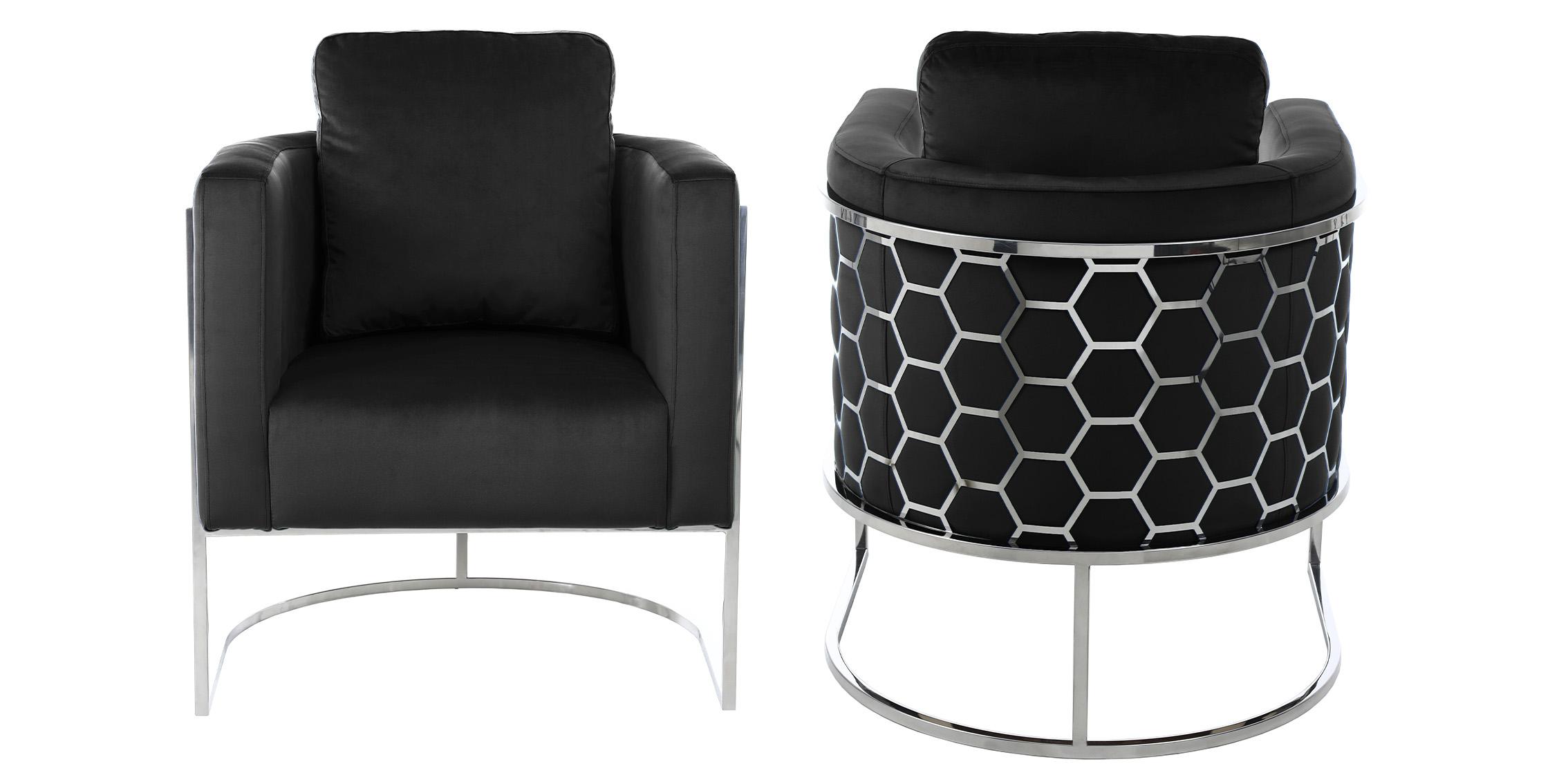 

    
Glam Chrome & Black Velvet Chair Set 2Pcs CASA 691Black-C Meridian Contemporary
