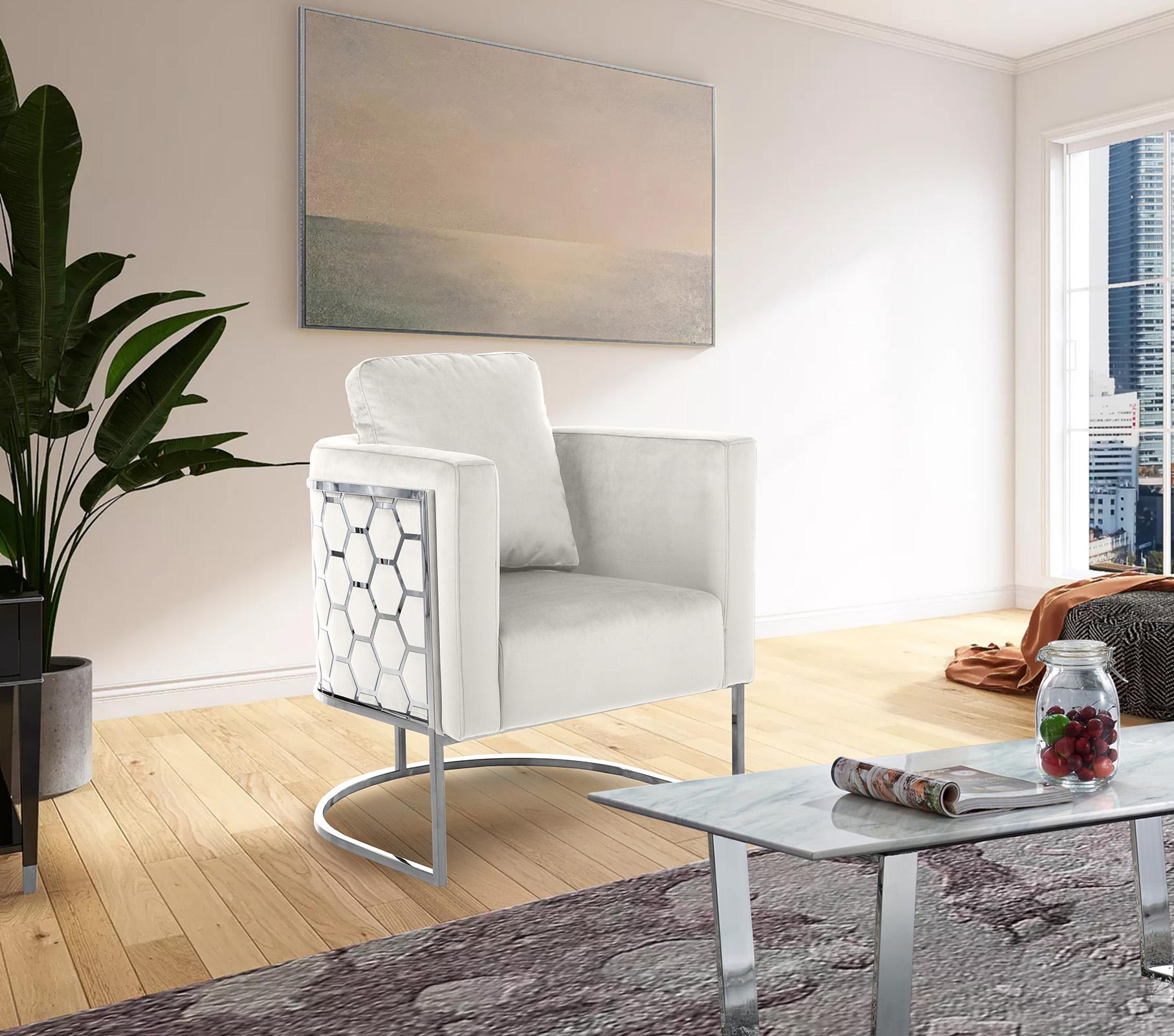 

        
Meridian Furniture CASA 691Cream-C-Set-2 Arm Chair Set Chrome/Cream Velvet 094308254883
