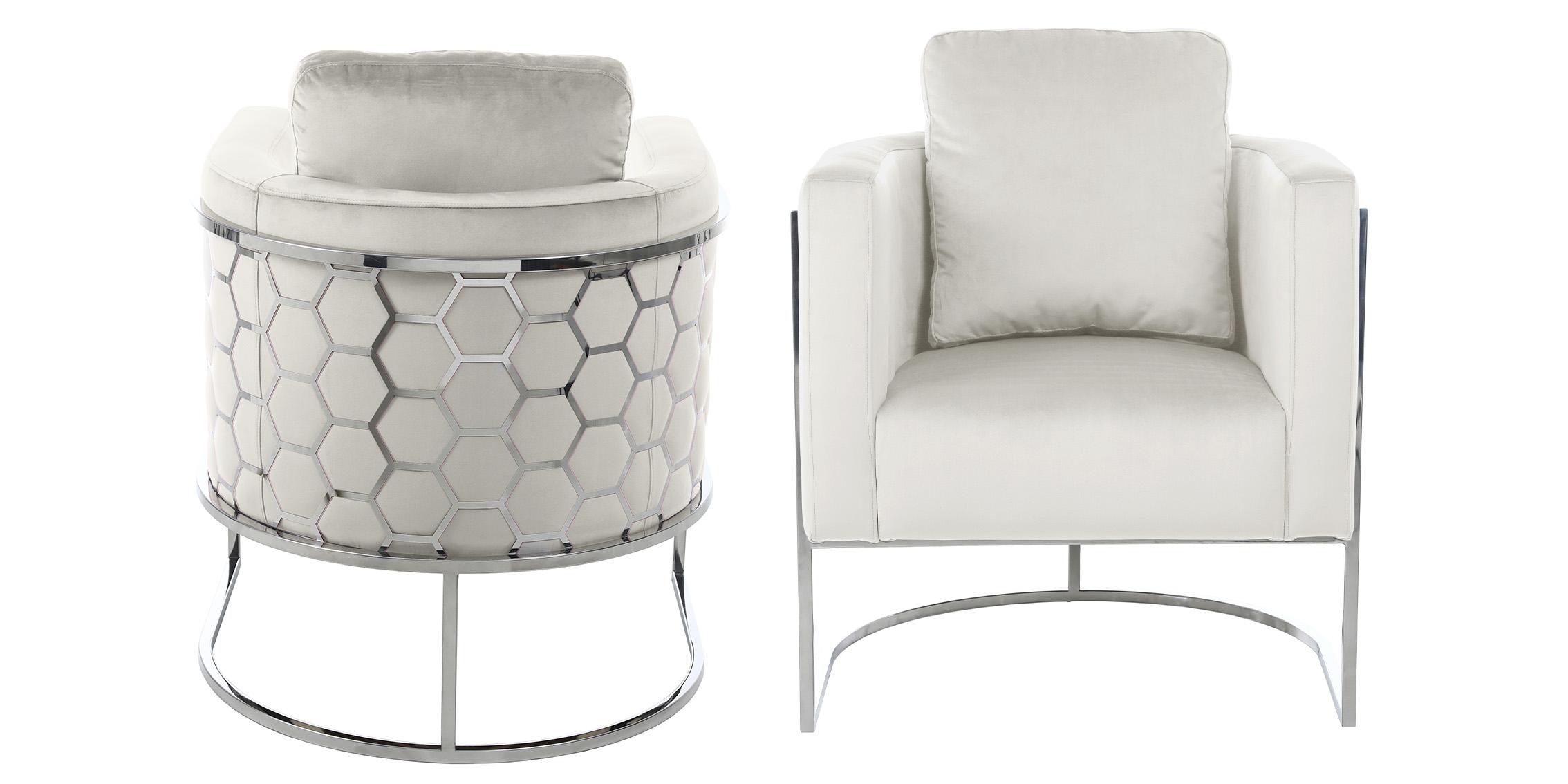

    
Glam Chrome & Cream Velvet Chair Set 2Pcs CASA 691Cream-C Meridian Modern
