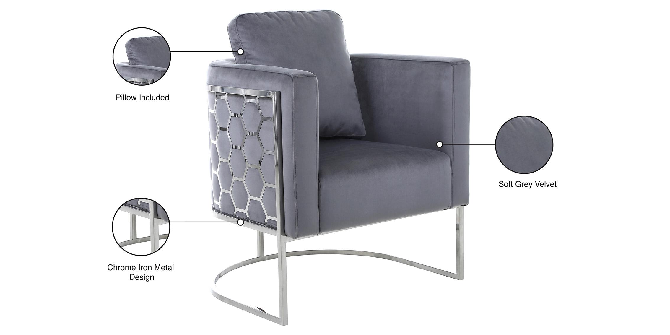 

        
094308254562Glam Chrome & Grey Velvet Arm Chair CASA 691Grey-C Meridian Contemporary
