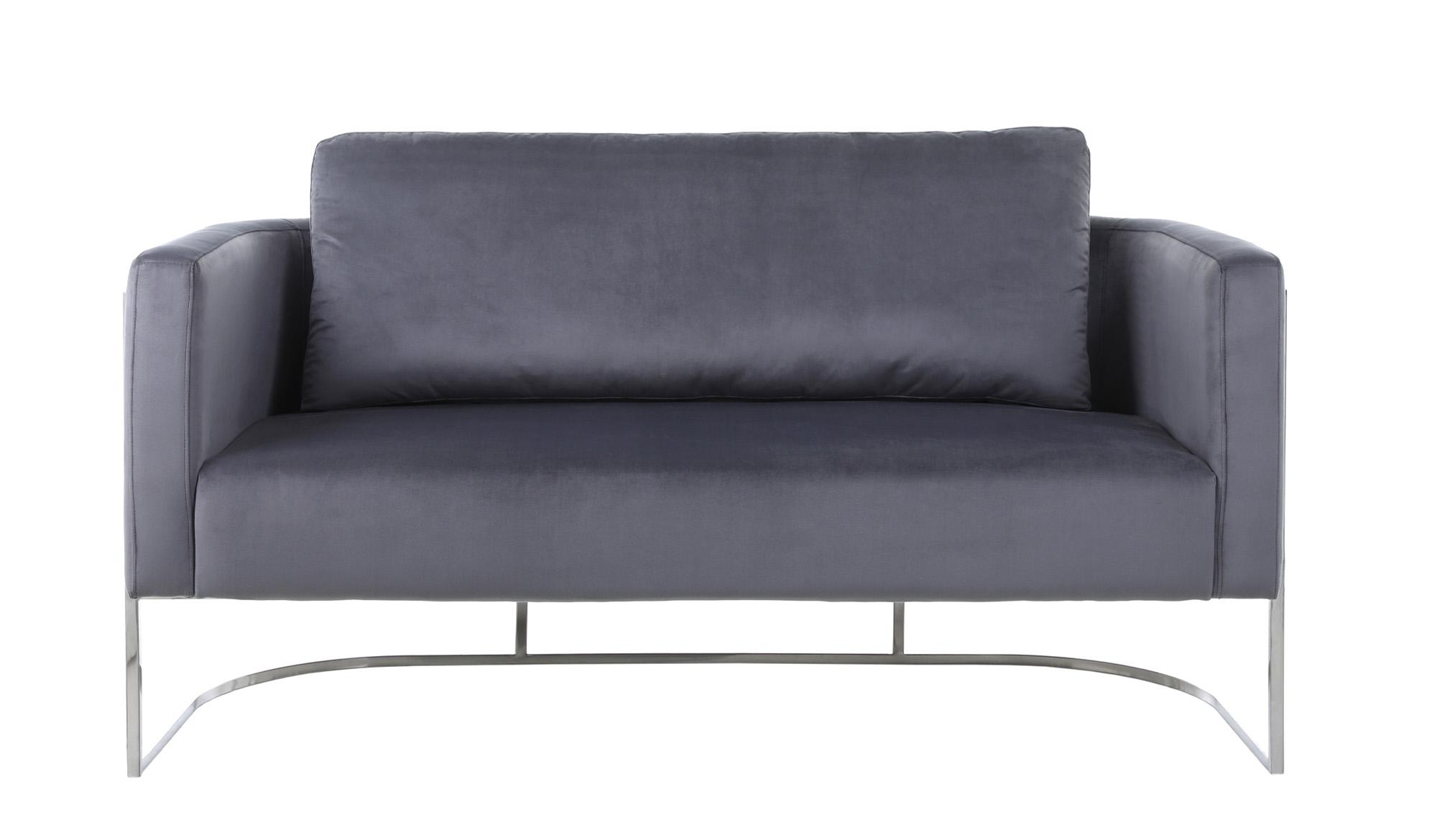 

    
 Shop  Glam Chrome & Grey Velvet Sofa Set 3Pcs CASA 691Grey-S Meridian Contemporary
