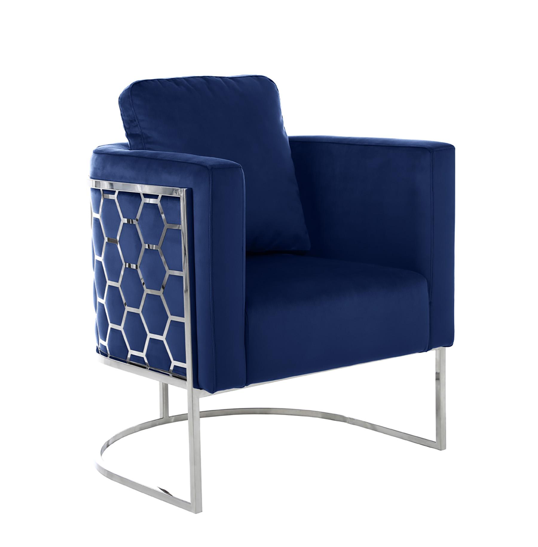 

        
Meridian Furniture CASA 691Navy-C-Set-2 Arm Chair Set Chrome/Navy blue Velvet 094308254593
