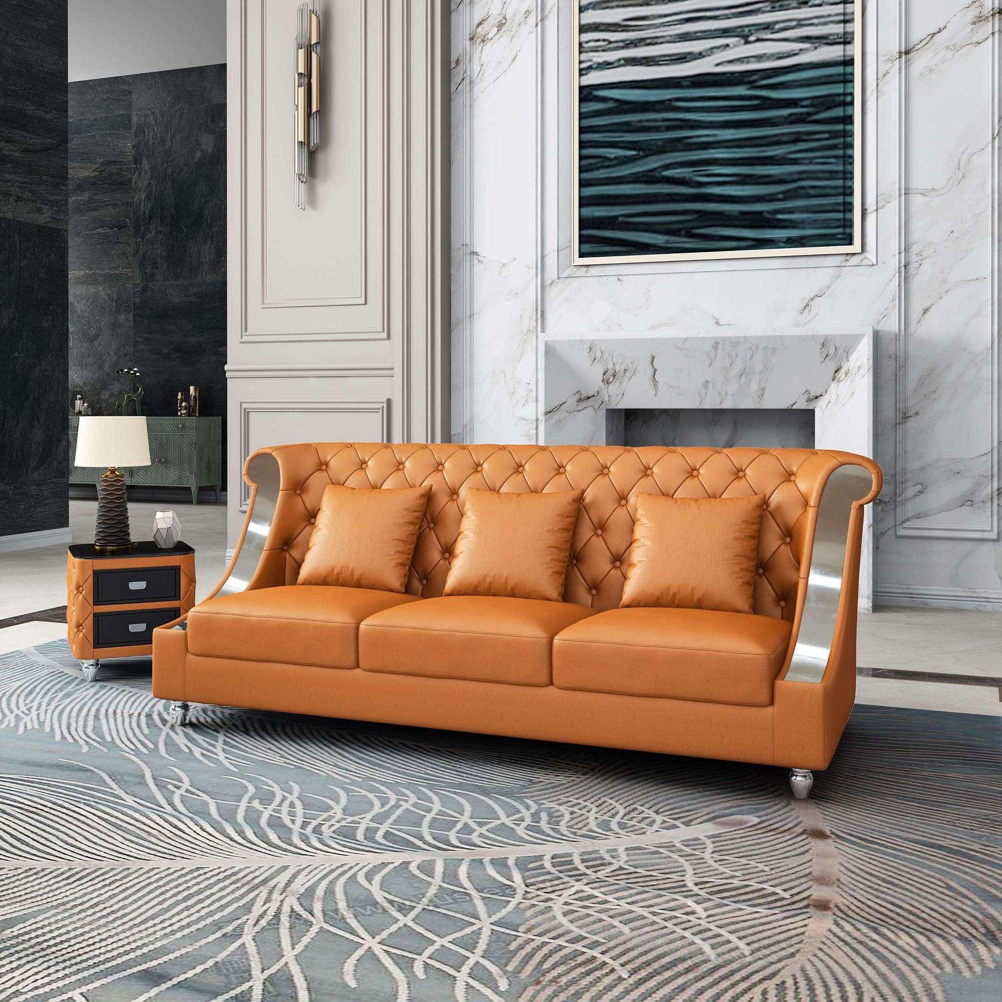 Contemporary, Modern Sofa MAYFAIR EF-90282-S in Cognac Leather