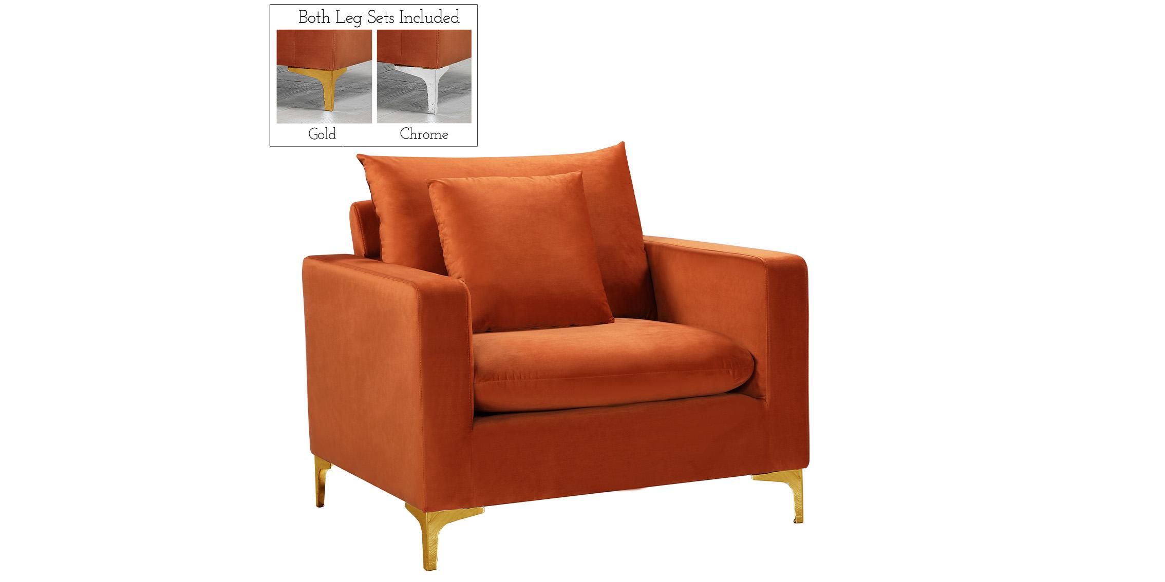 

        
Meridian Furniture Naomi 633Cognac-C Arm Chair Chrome/Cognac/Gold Velvet 753359800219
