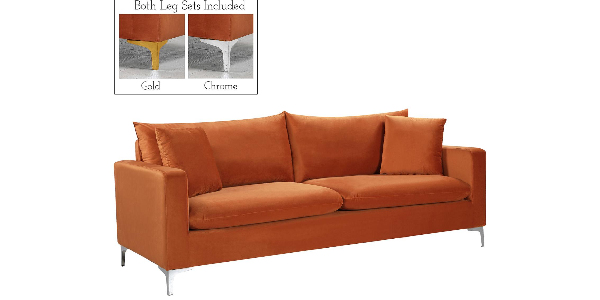 

        
Meridian Furniture Naomi 633Cognac-S Sofa Chrome/Cognac/Gold Velvet 753359800196
