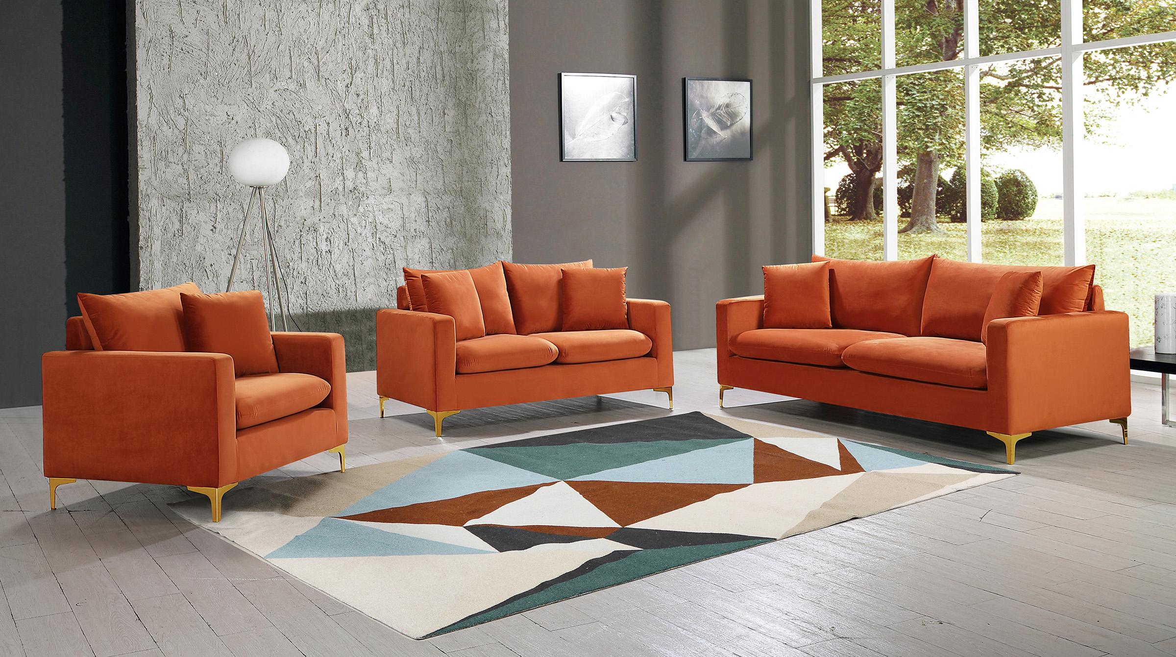 

    
Glam Cognac Velvet Sofa Set 3Pcs 633Cognac-S Naomi Meridian Modern Contemporary
