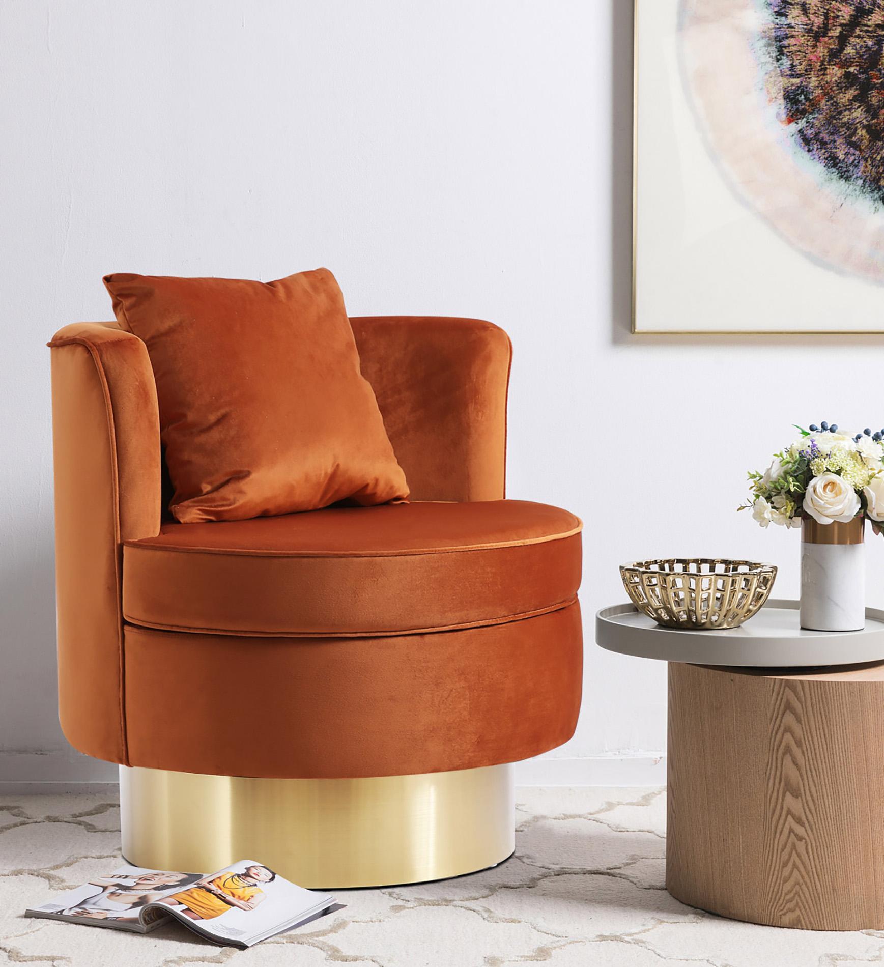 

    
Glam Cognac Velvet Swivel Chair 576Cognac KENDRA Meridian Modern Contemporary
