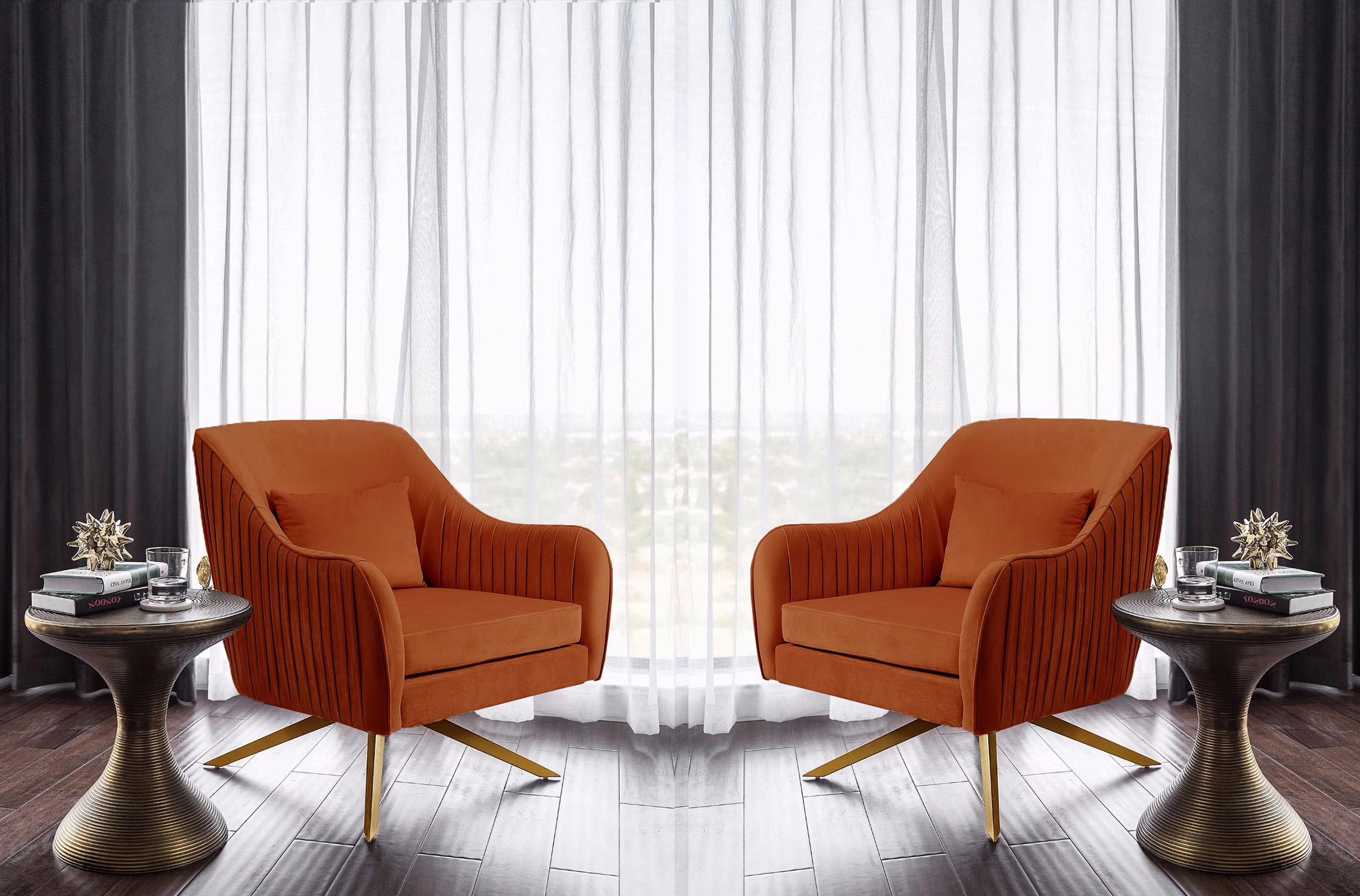 

    
Glam Cognac Velvet Swivel Chair Set 2Pcs PALOMA 585Cognac Meridian Contemporary
