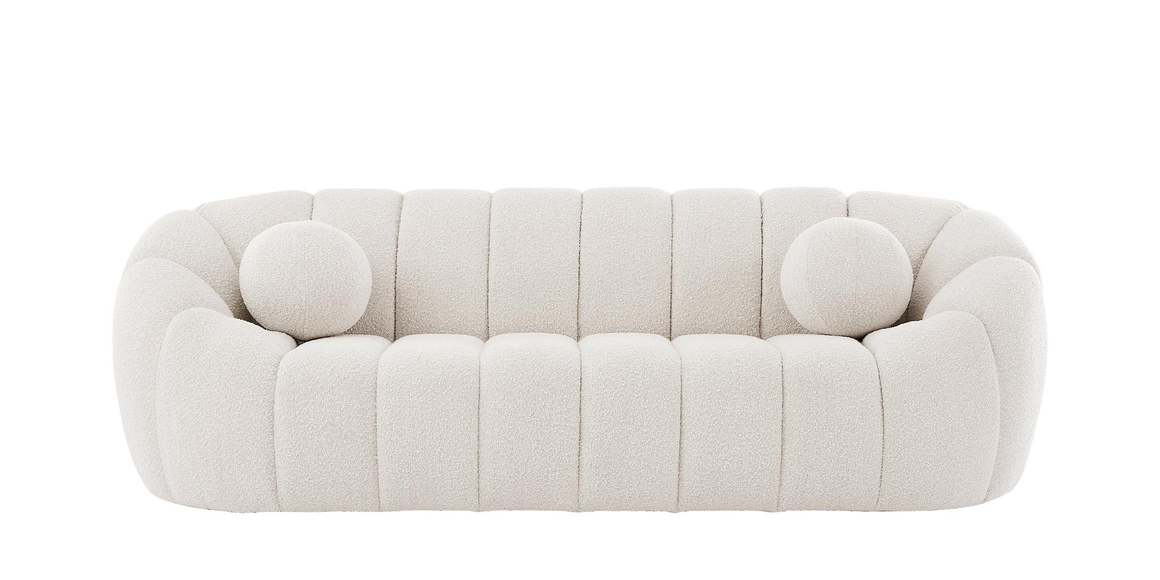 

    
 Shop  Glam Cream Boucle Channel Tufted Sofa Set 2Pcs ELIJAH 644Cream-S Meridian Modern
