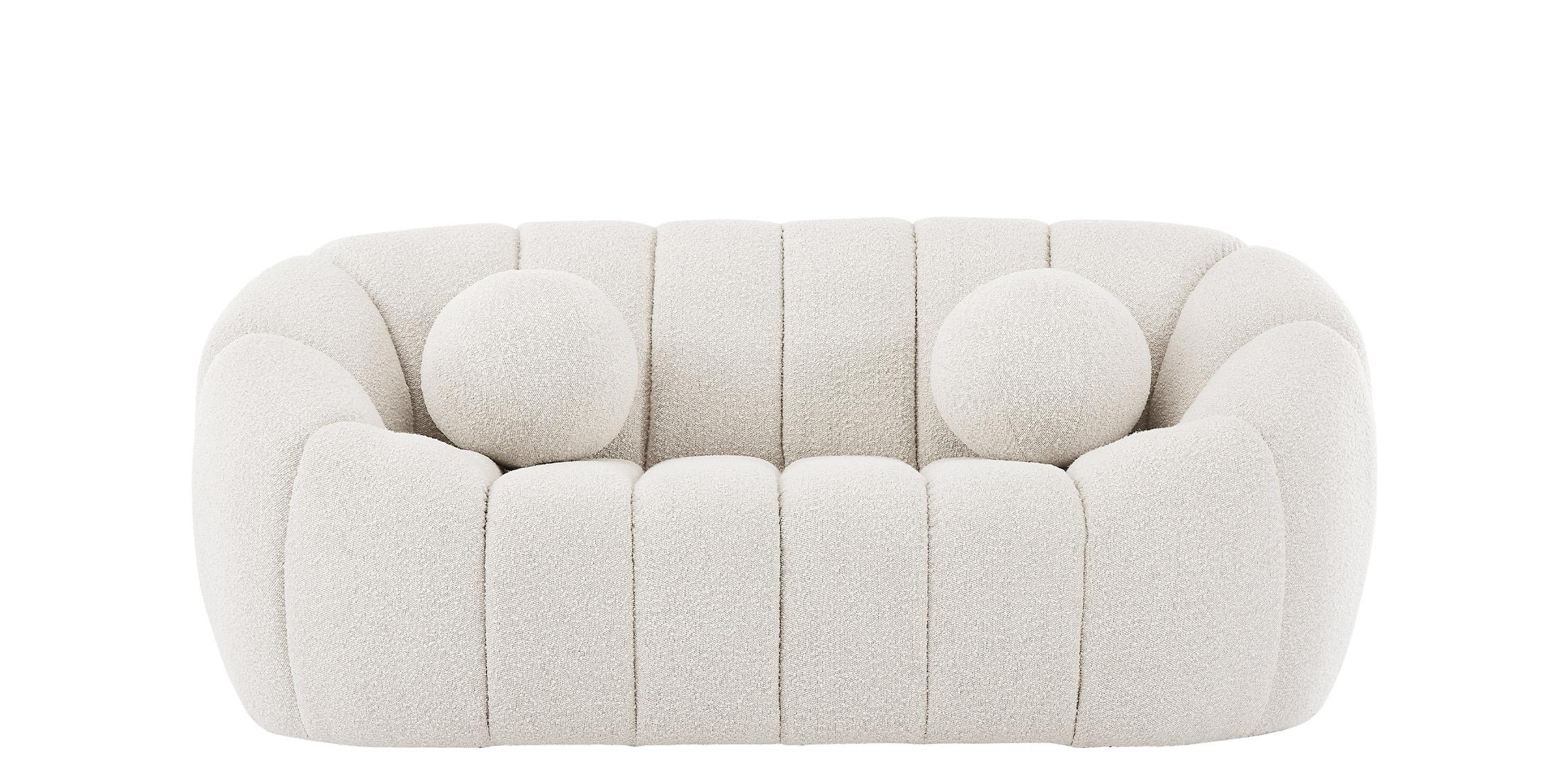 

    
 Photo  Glam Cream Boucle Channel Tufted Sofa Set 2Pcs ELIJAH 644Cream-S Meridian Modern
