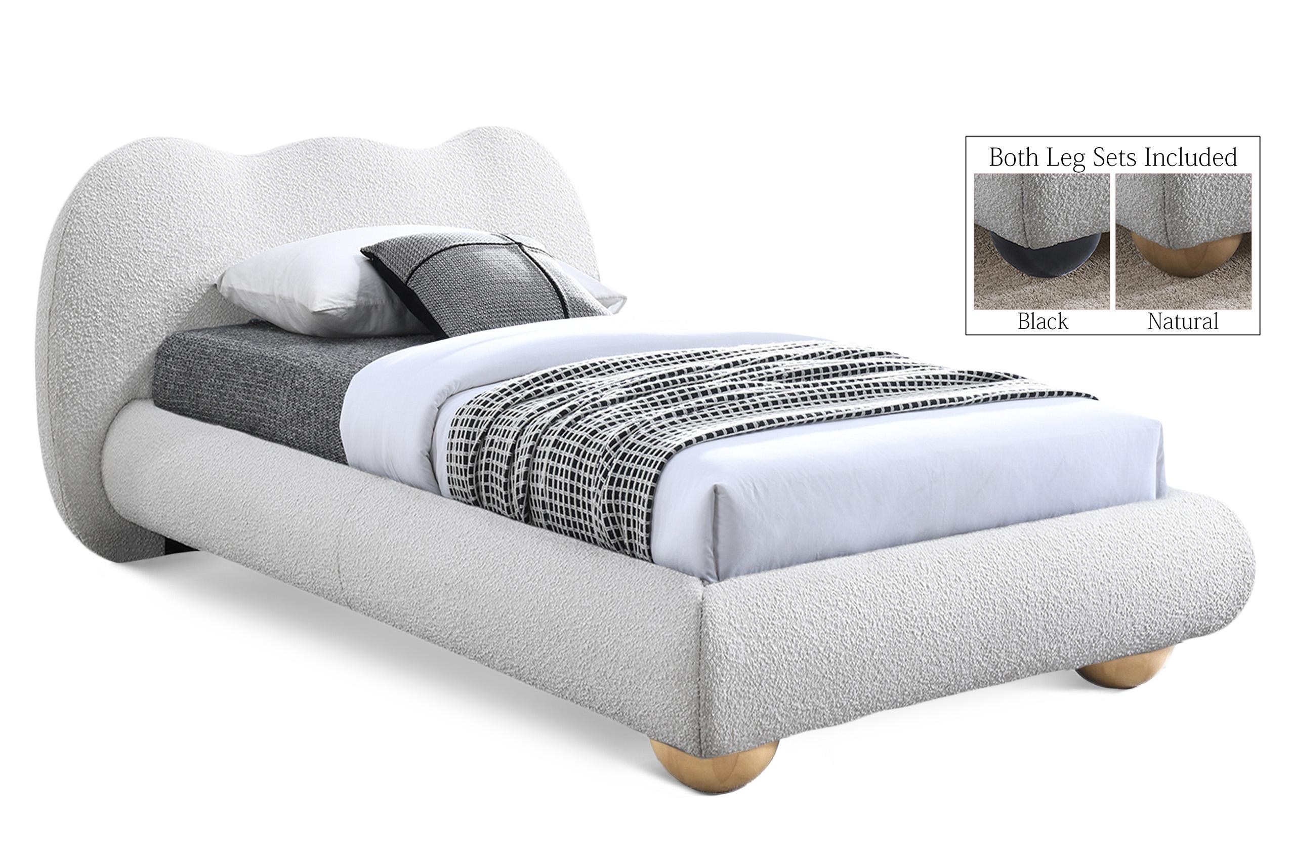 

    
Glam Cream Boucle Fabric Twin Bed HydeCream-T Meridian Modern Contemporary
