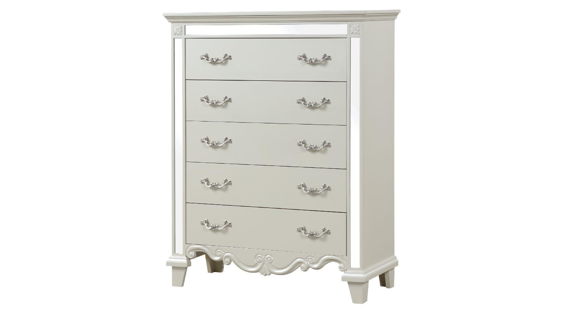 

    
Milky White Five Drawer Chest MILAN Galaxy Home Contemporary Modern
