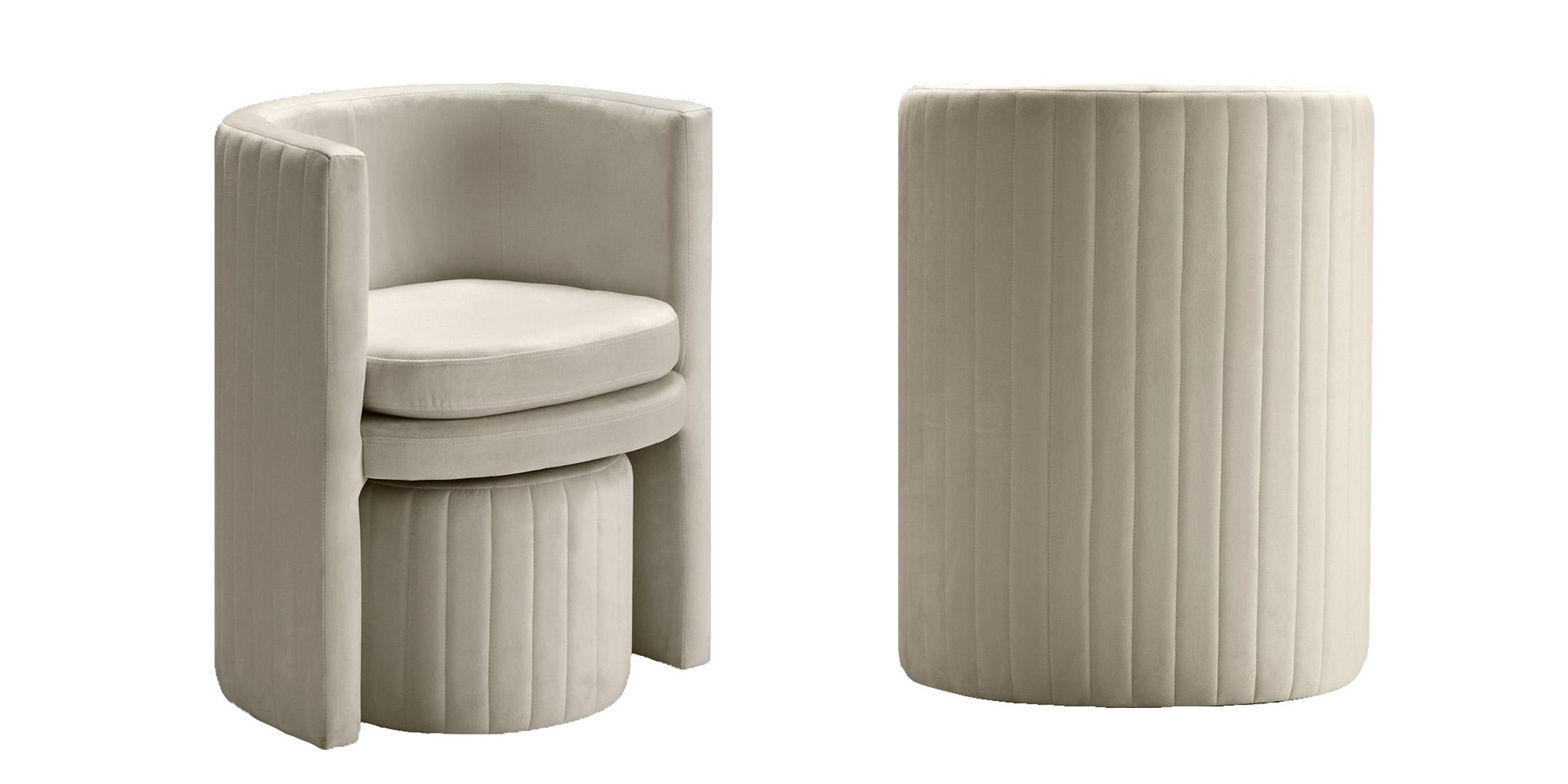 

        
Meridian Furniture SELENA 555Cream Arm Chair Set Cream Velvet 647899952432
