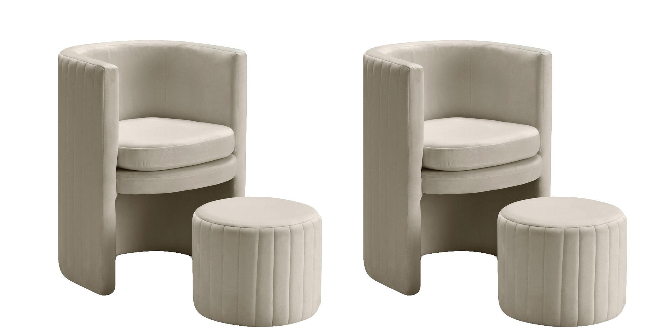

    
Glam Cream Velvet Accent Chair & Ottoman Set 4P SELENA 555Cream Meridian Modern
