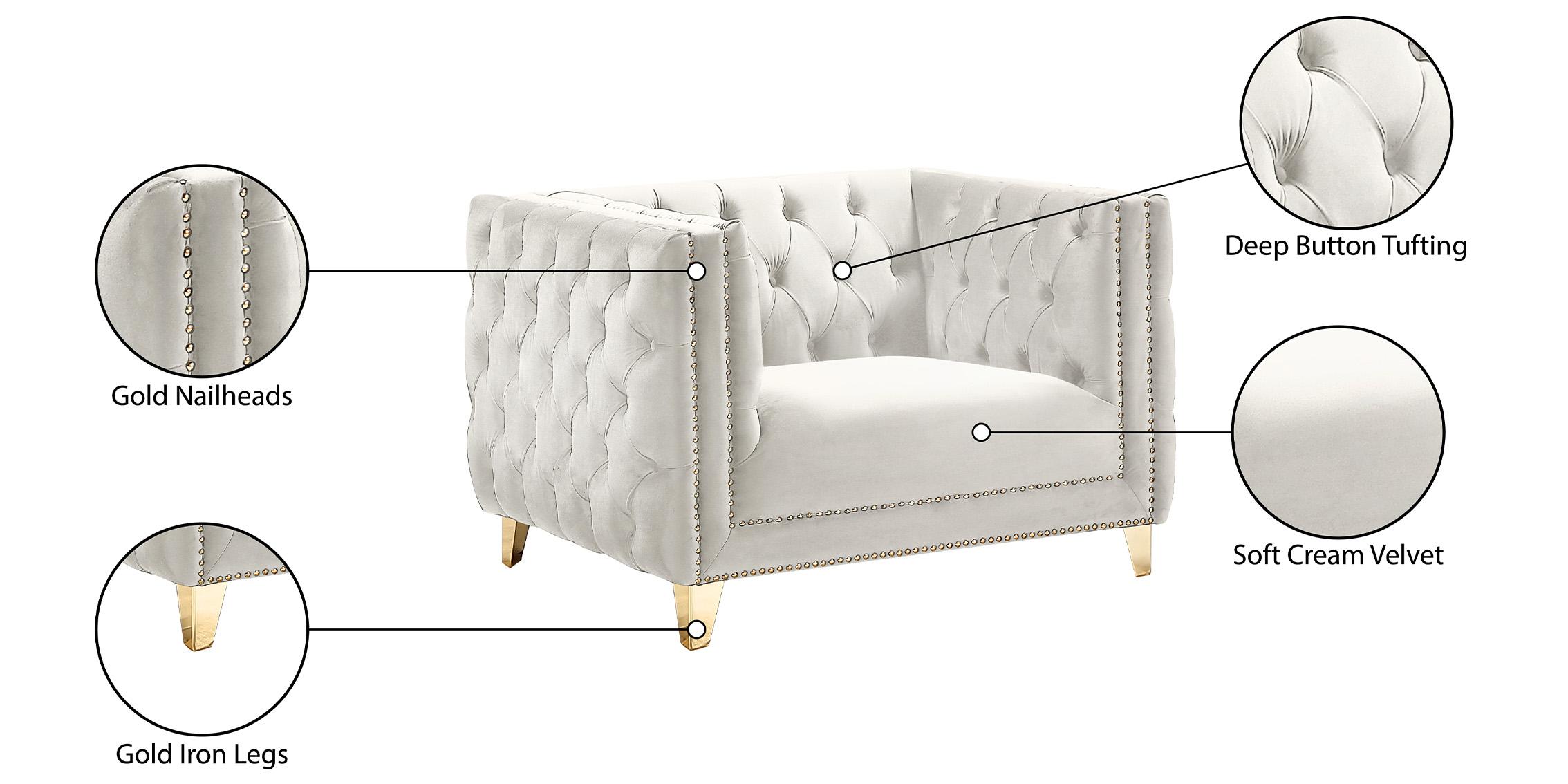 

        
Meridian Furniture MICHELLE 652Cream-C Arm Chair Cream Velvet 753359804378
