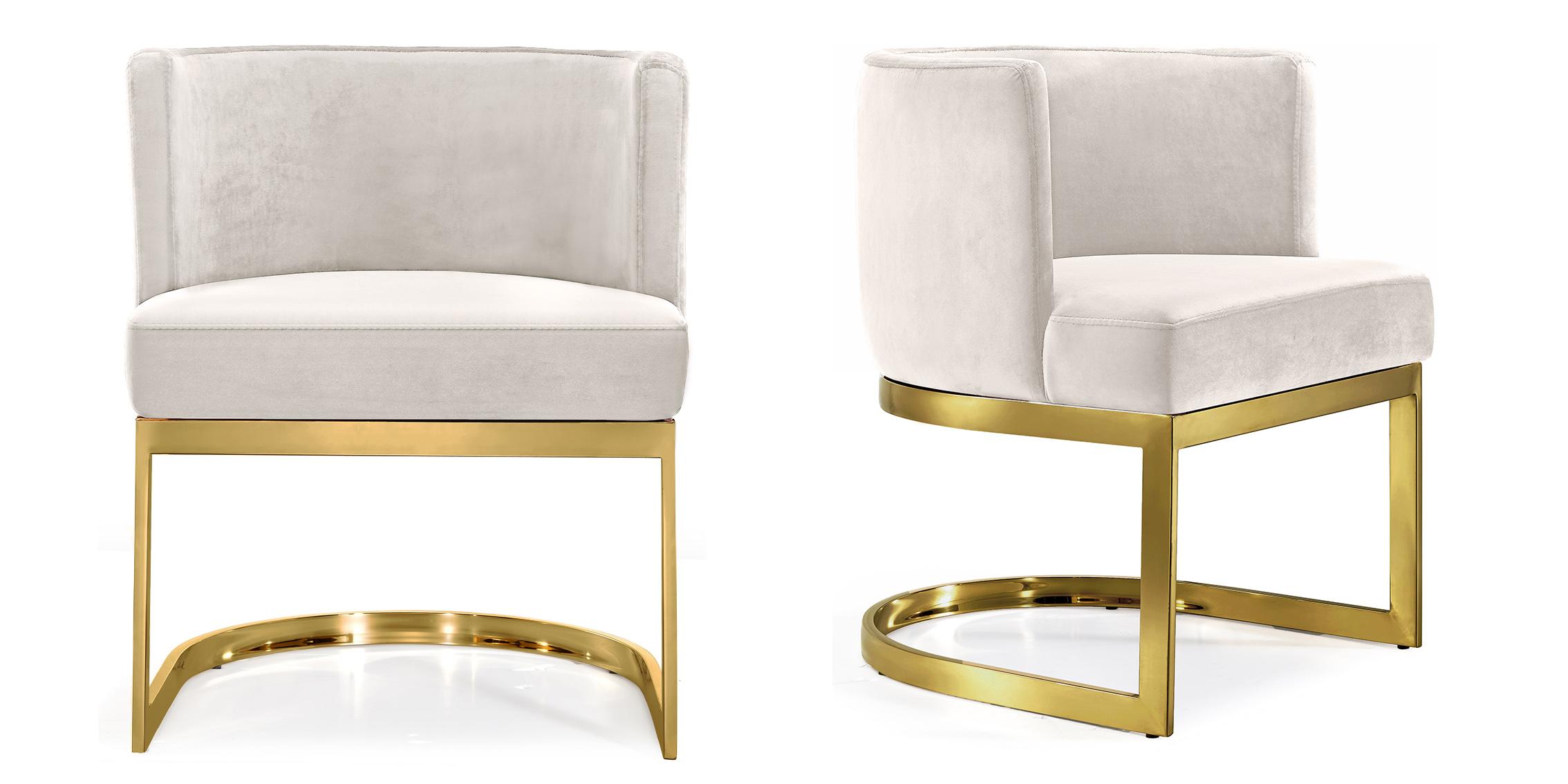 Contemporary, Modern Dining Chair Set Gianna 718Cream-C 718Cream-C-Set-2 in Cream, Gold Velvet
