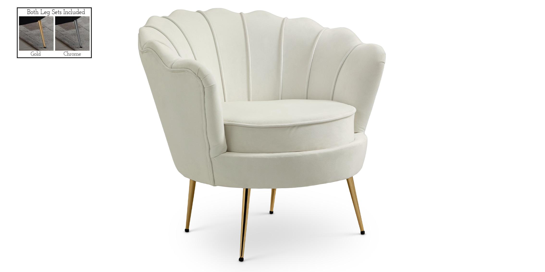 Contemporary, Modern Arm Chair GARDENIA 684Cream 684Cream-C in Cream Velvet