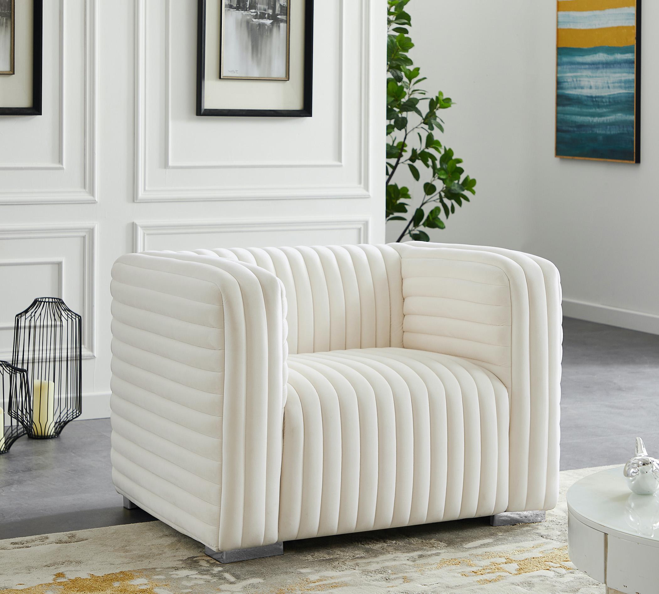 

    
Glam CREAM Velvet Channel Tufted Chair Ravish 640Cream-C Meridian Modern
