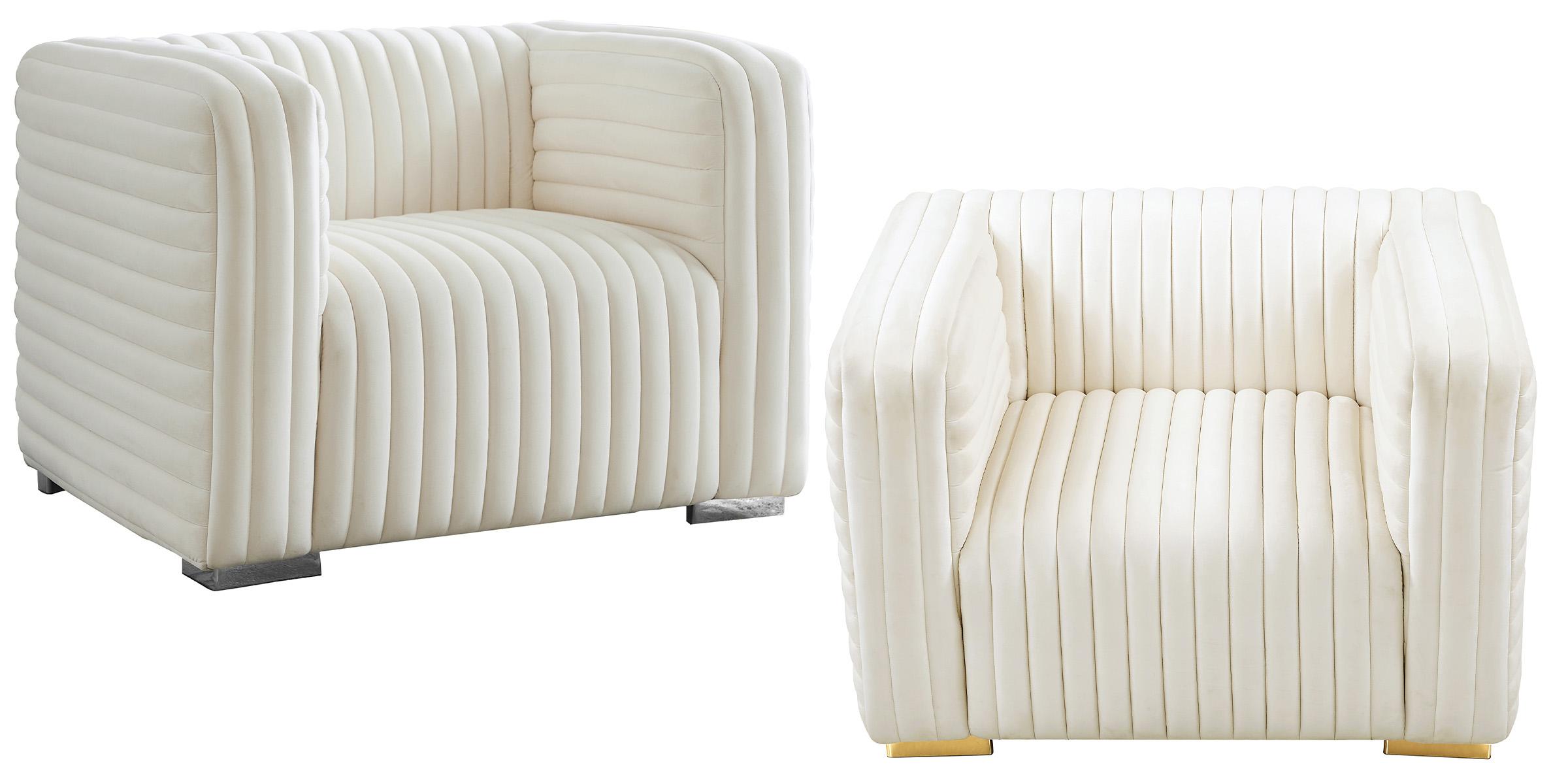 

    
Glam CREAM Velvet Channel Tufted Chair Set 2Pc Ravish 640Cream-C Meridian Modern
