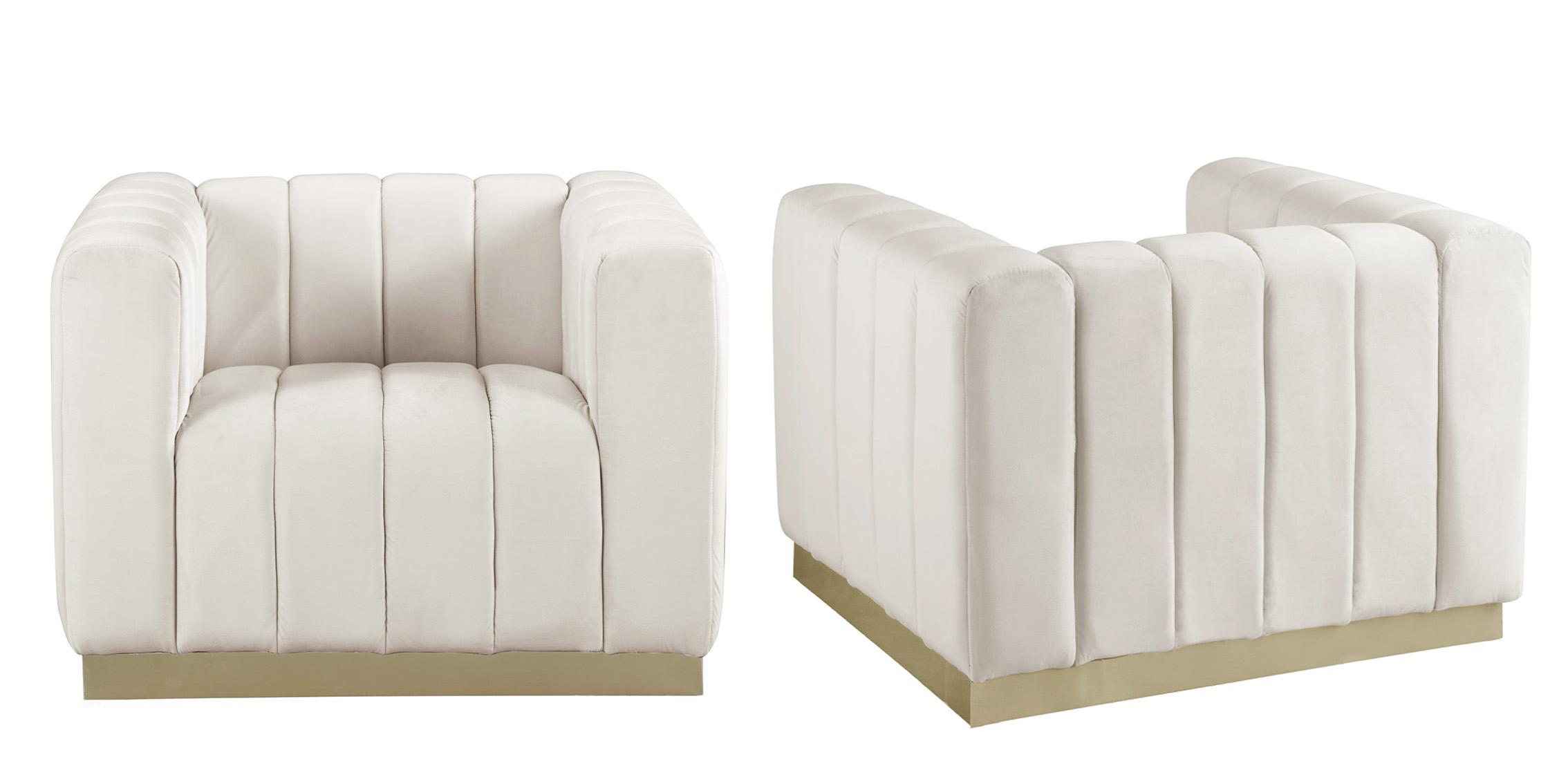 

    
Glam Cream Velvet Channel Tufted Chair Set 2Pc MARLON 603Cream-C Meridian Modern
