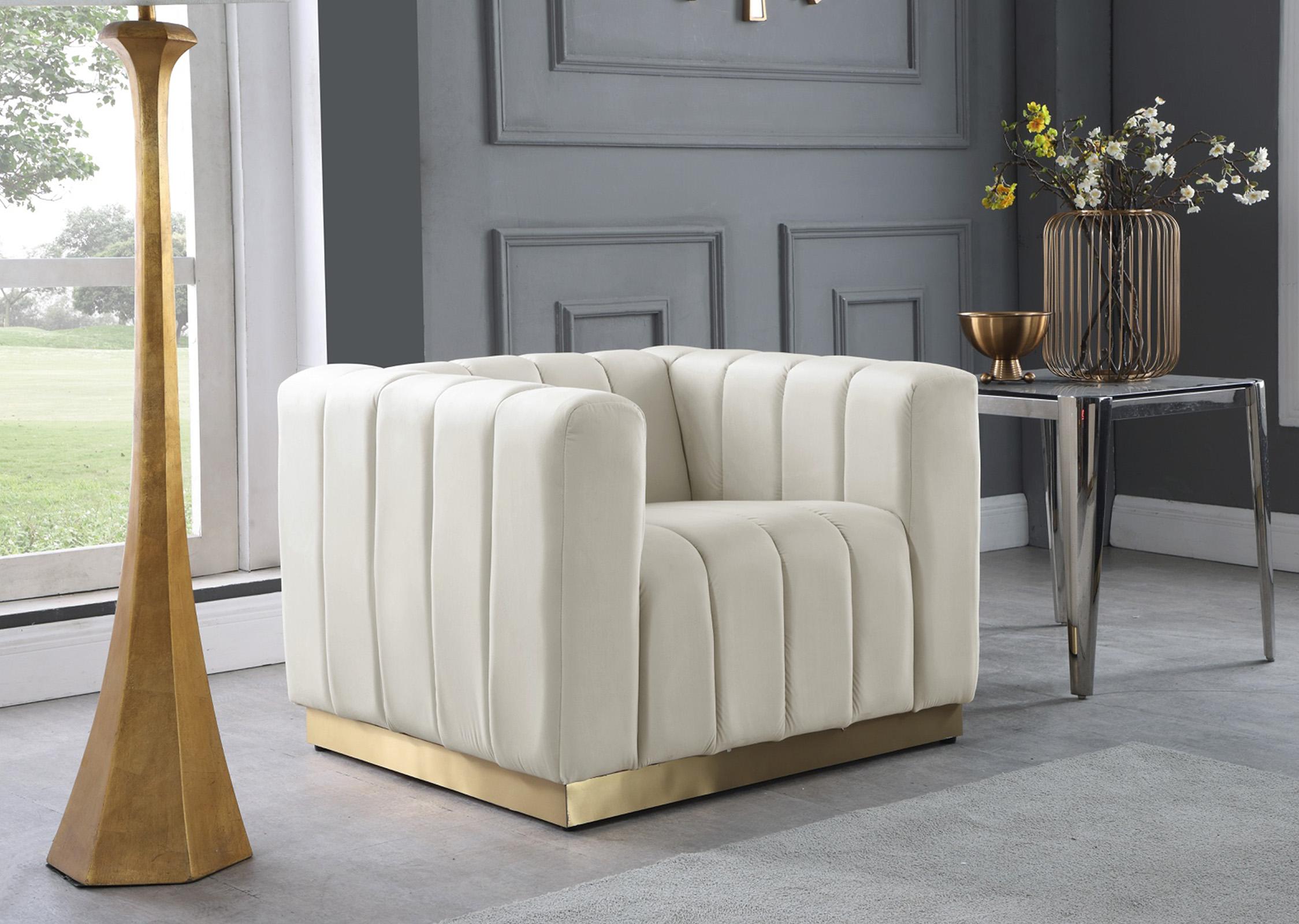 

        
Meridian Furniture MARLON 603Cream-C-Set-2 Arm Chair Set Cream/Gold Velvet 704831408713
