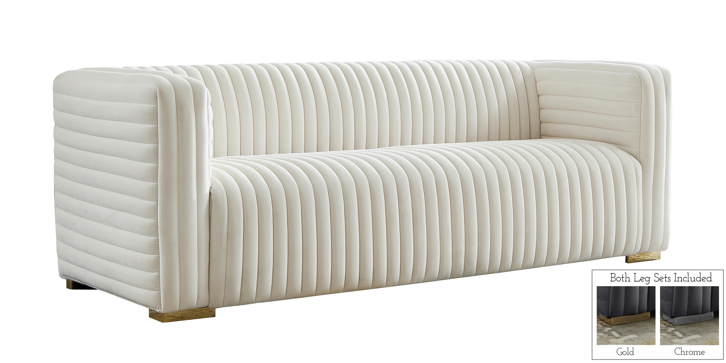Contemporary, Modern Sofa Ravish 640Cream-S 640Cream-S in Cream Velvet