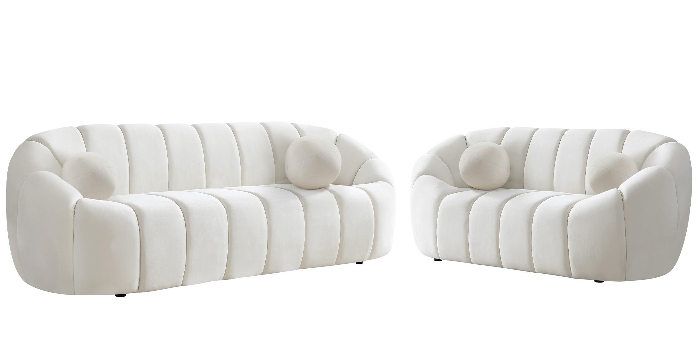Contemporary, Modern Sofa Set ELIJAH 613Cream-S 613Cream-S-Set-2 in Cream Velvet