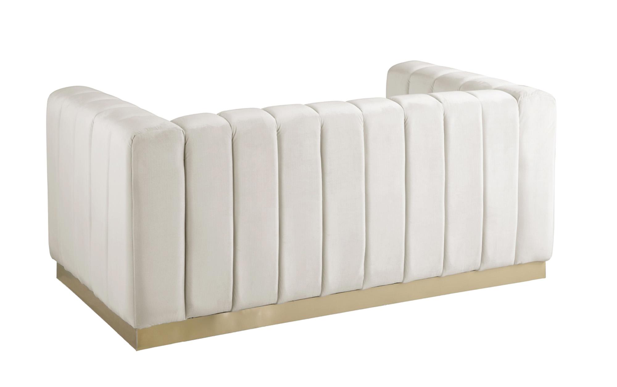 

    
 Order  Glam Cream Velvet Channel Tufted Sofa Set 3Pcs MARLON 603Cream-S Meridian Modern
