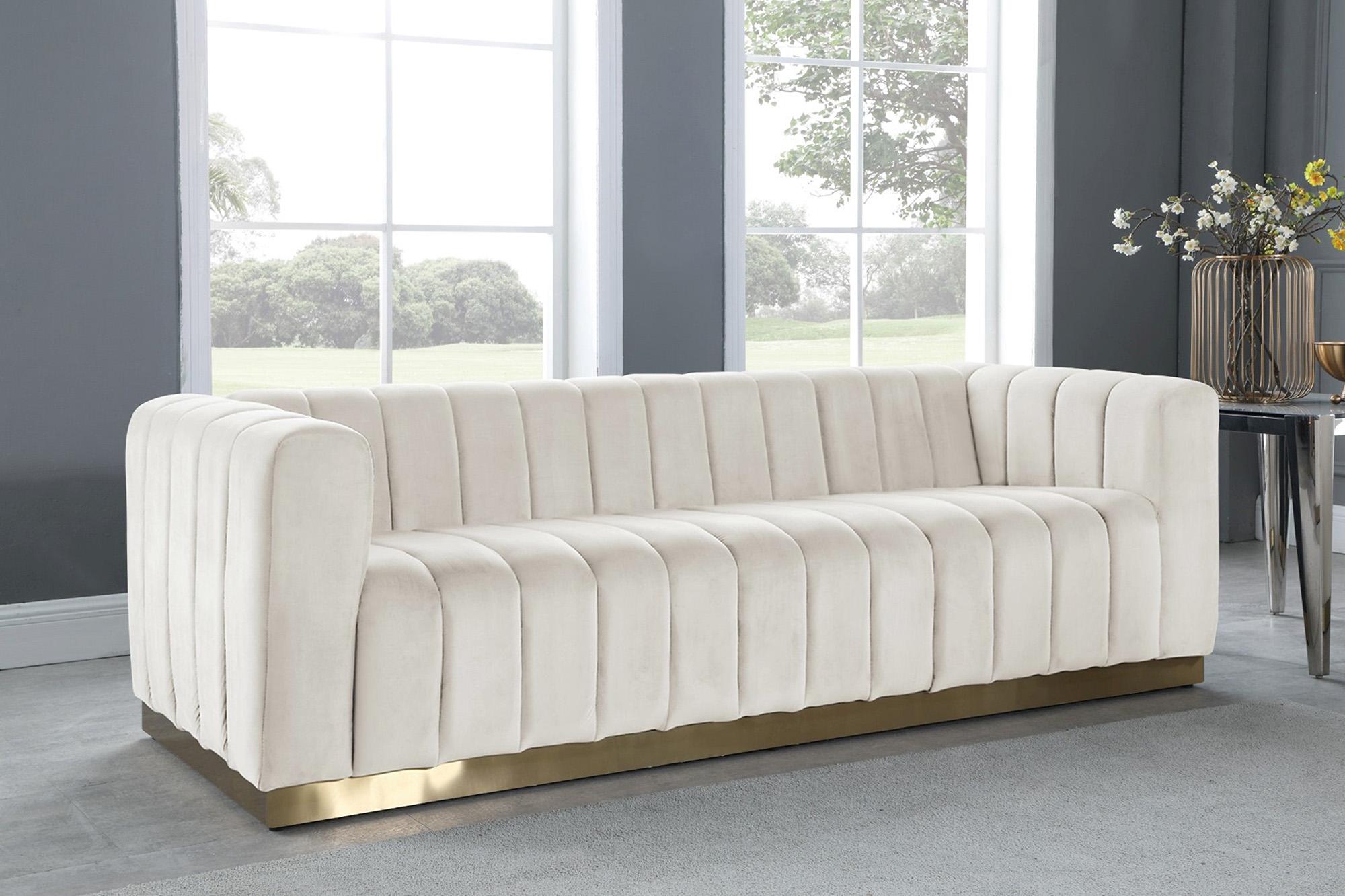 

        
Meridian Furniture MARLON 603Cream-S-Set-3 Sofa Set Cream/Gold Velvet 704831408690
