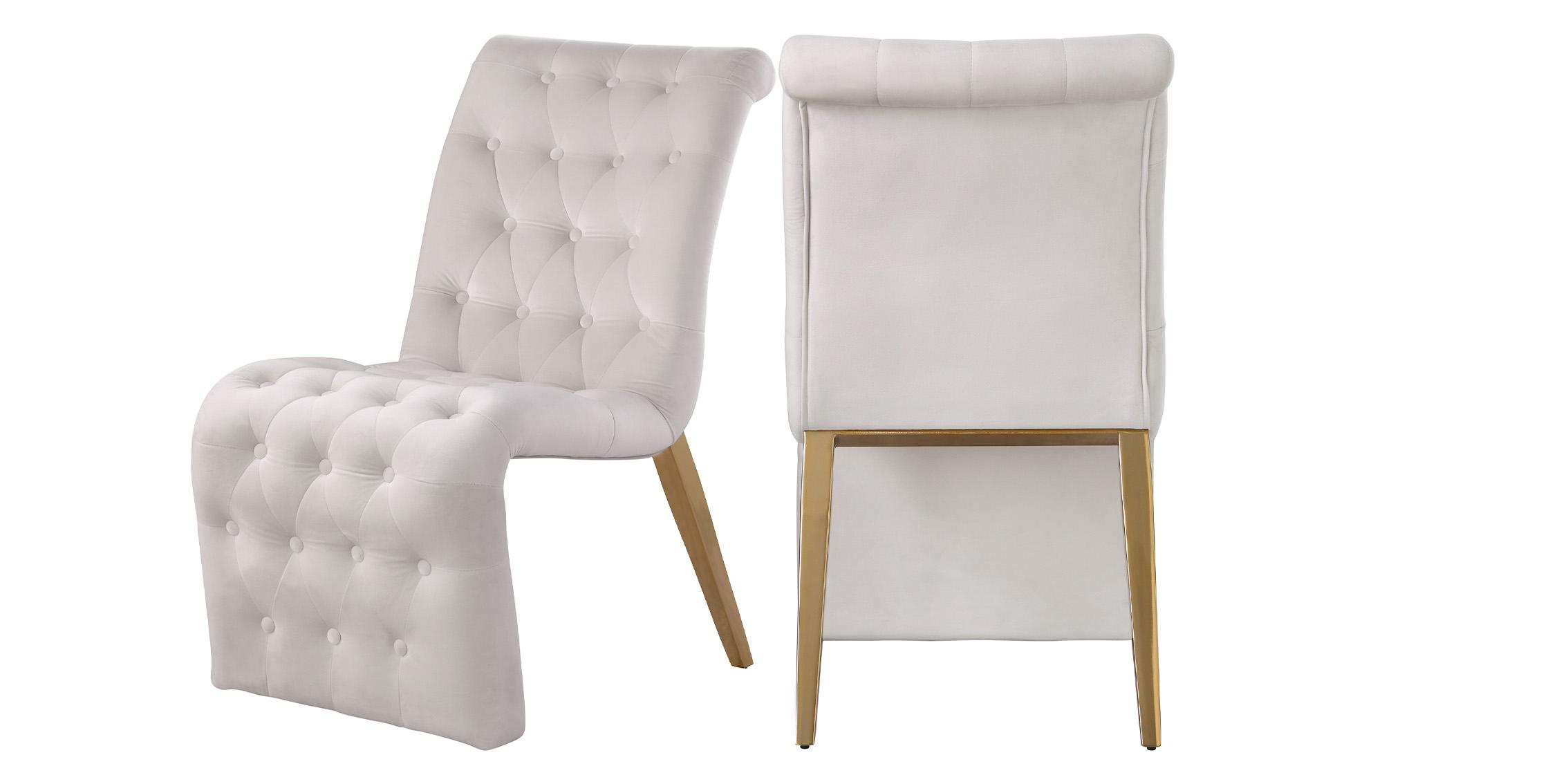 

    
Glam Cream Velvet Dining Chair Set 2Pcs CURVE 920Cream-C Meridian Modern
