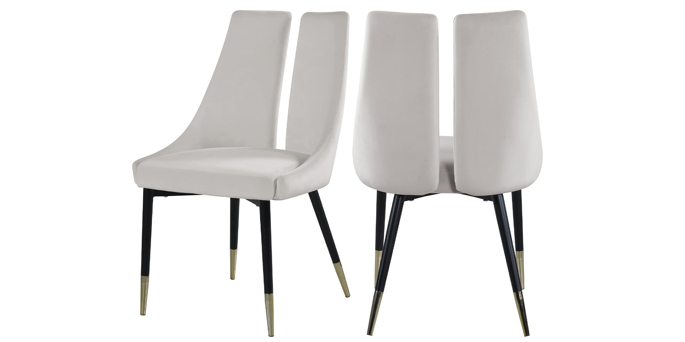 Contemporary, Modern Dining Chair Set SLEEK 944Cream-C 944Cream-C in Cream, Gold Velvet