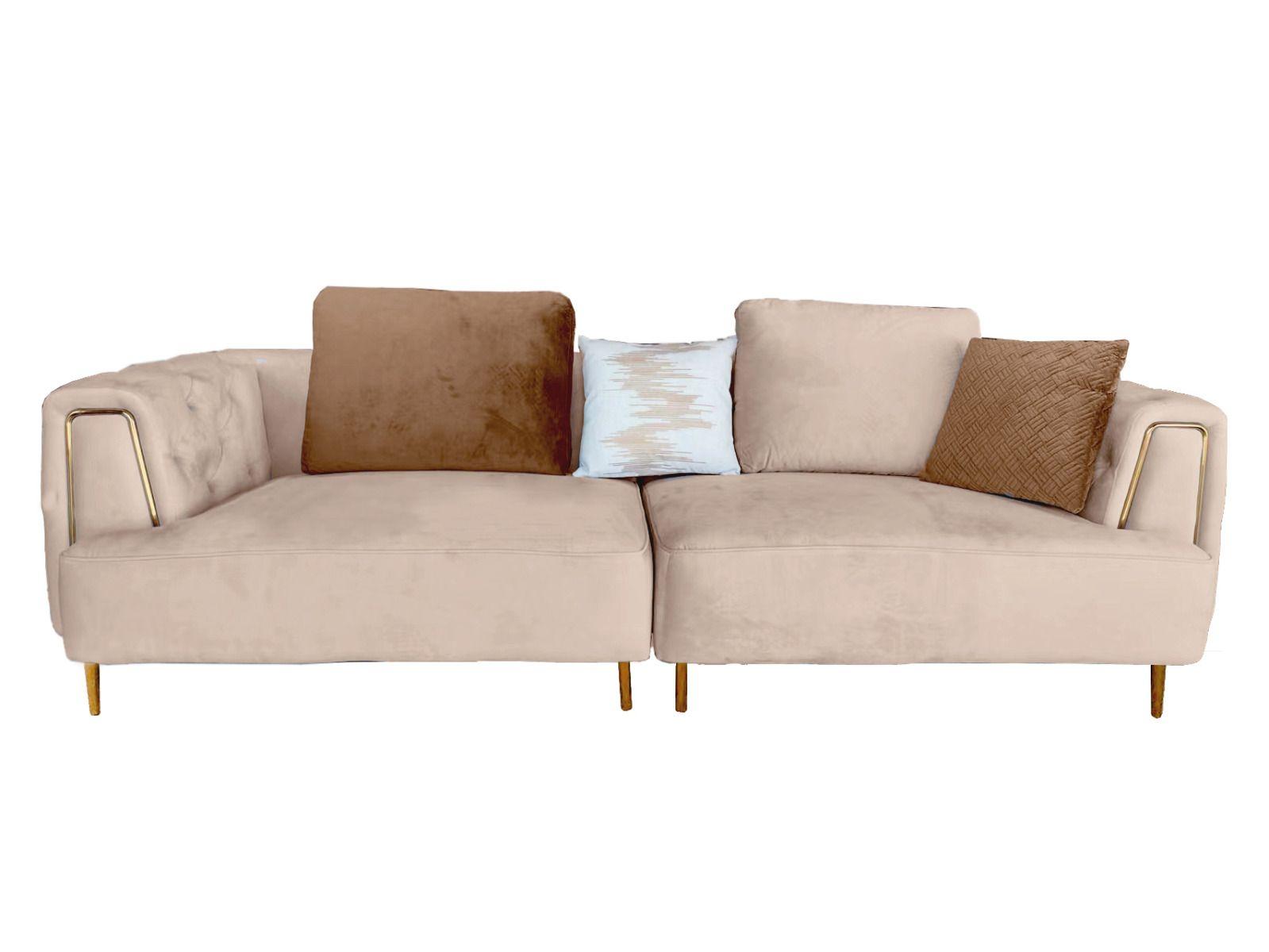 Contemporary Extra Long Sofa AE-D832-CRM-4S AE-D832-CRM-4S in Cream Fabric
