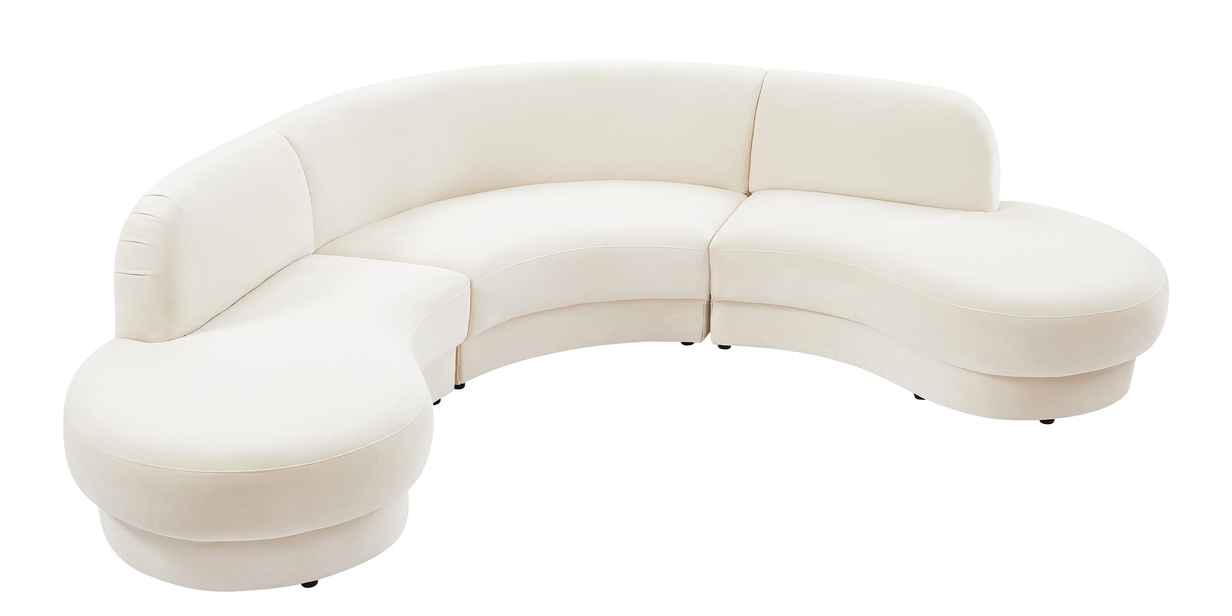 Contemporary, Modern Sectional Sofa Rosa 628Cream-Sectional 628Cream-Sectional in Cream Velvet